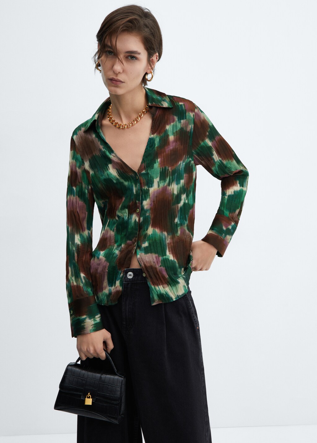 Soepelvallende blouse met print - Middenvlak