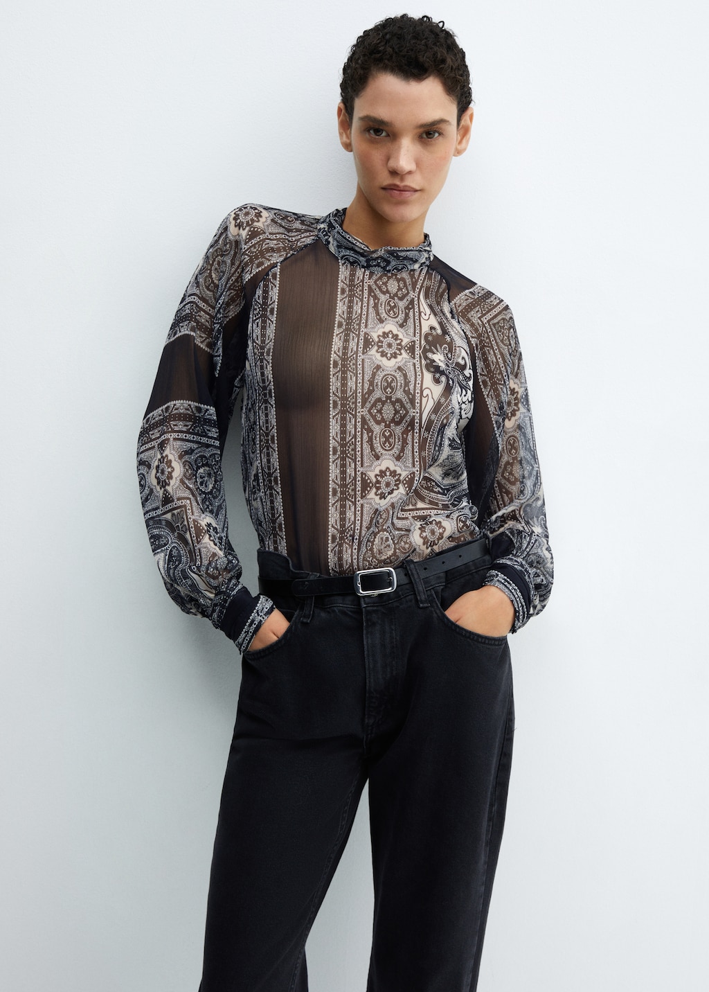 Sheer top blouse on sale