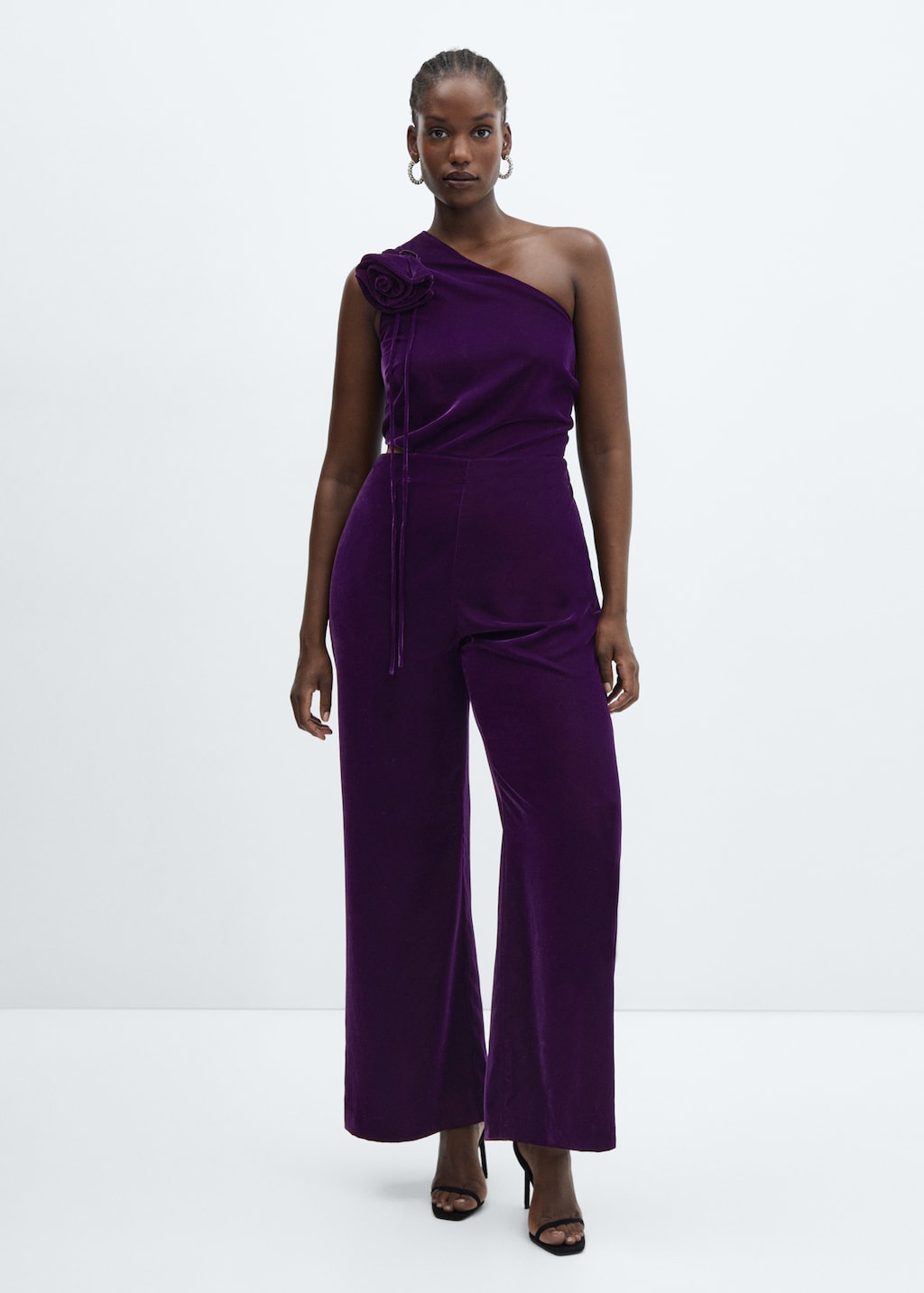 Samt-Jumpsuit mit Maxi-Blume - Detail des Artikels 3