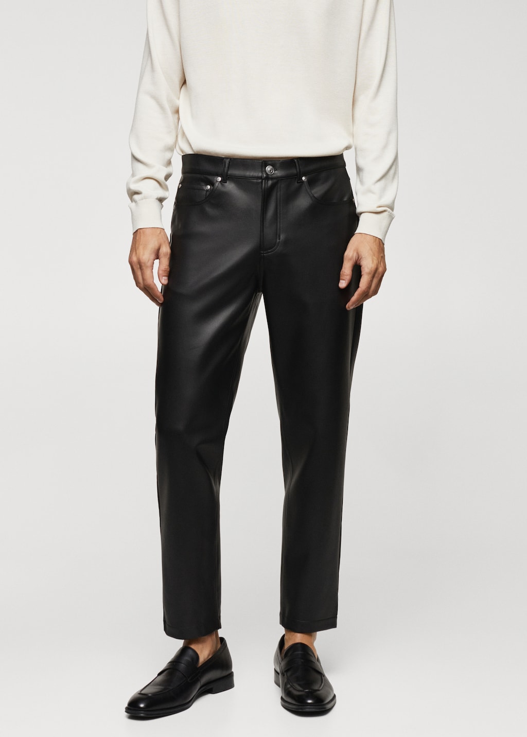 Leather-effect slim-fit trousers - Medium plane