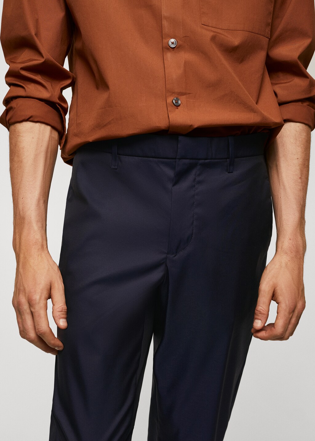 Slim-fit cotton trousers - Details of the article 1