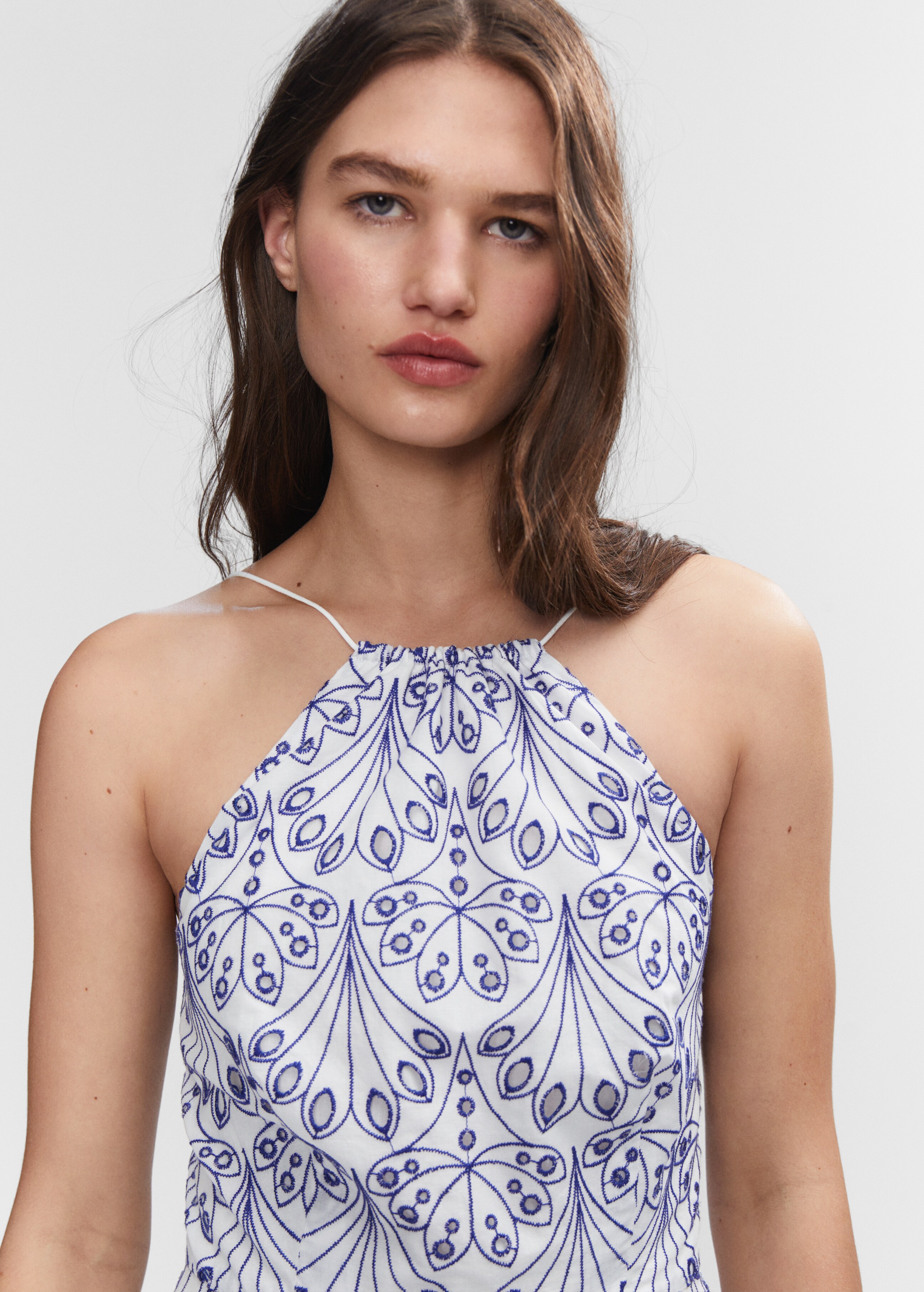 Embroidered halter-neck dress - Details of the article 1