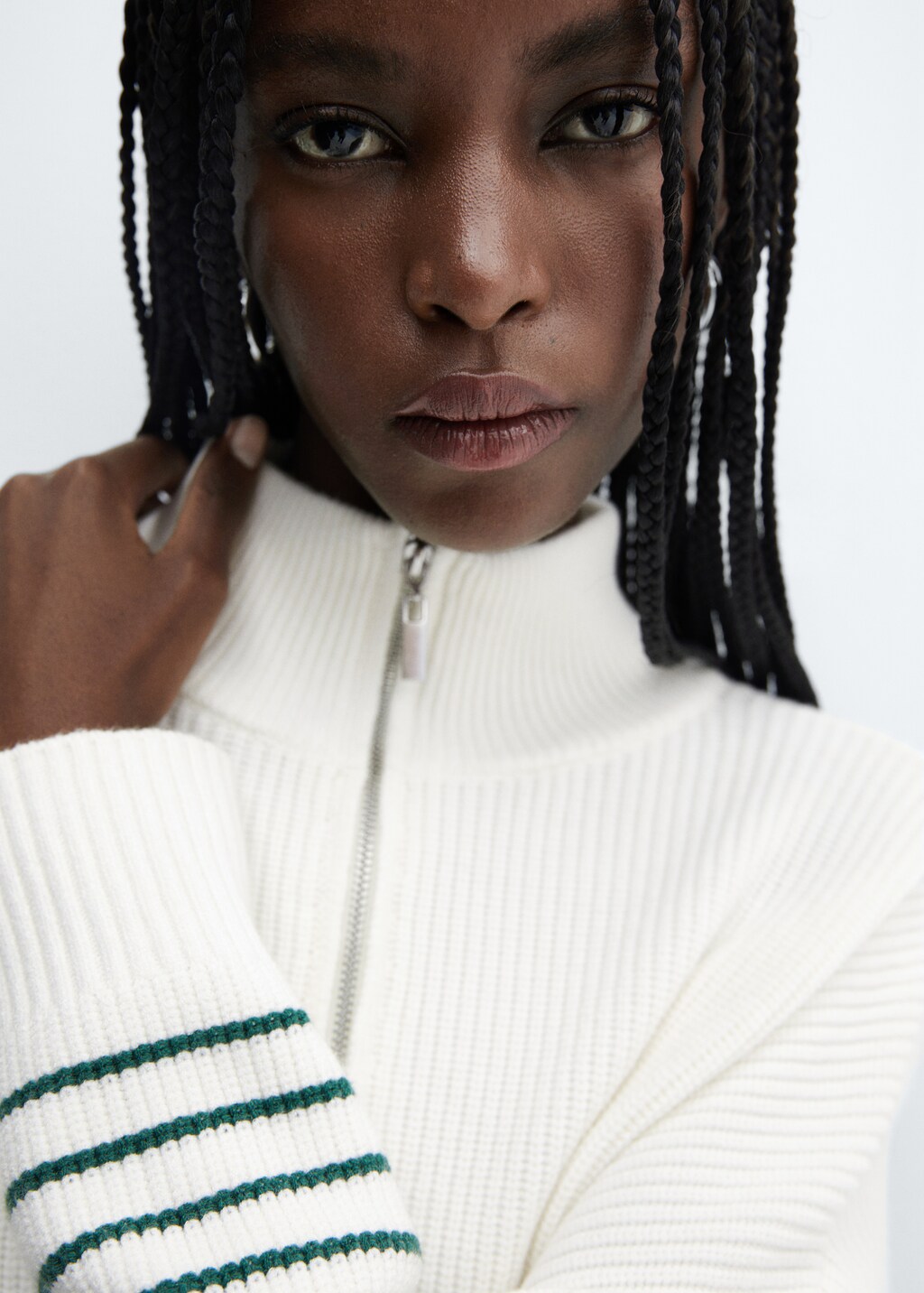 Striped sweater with zip - Details of the article 1