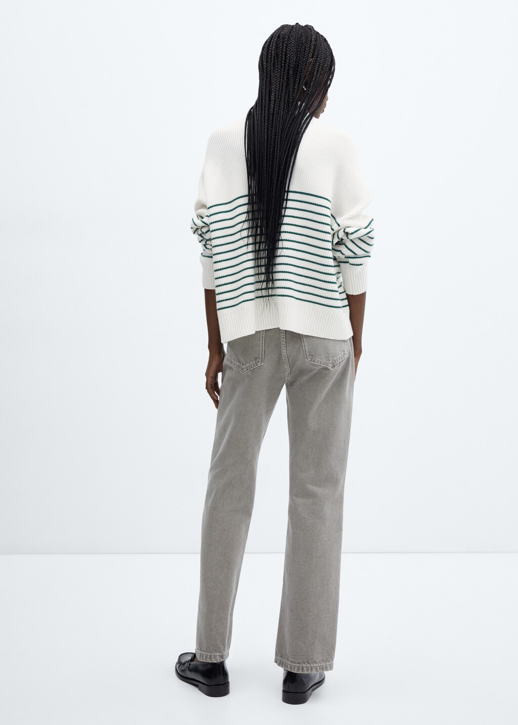 Striped sweater with zip - Reverse of the article