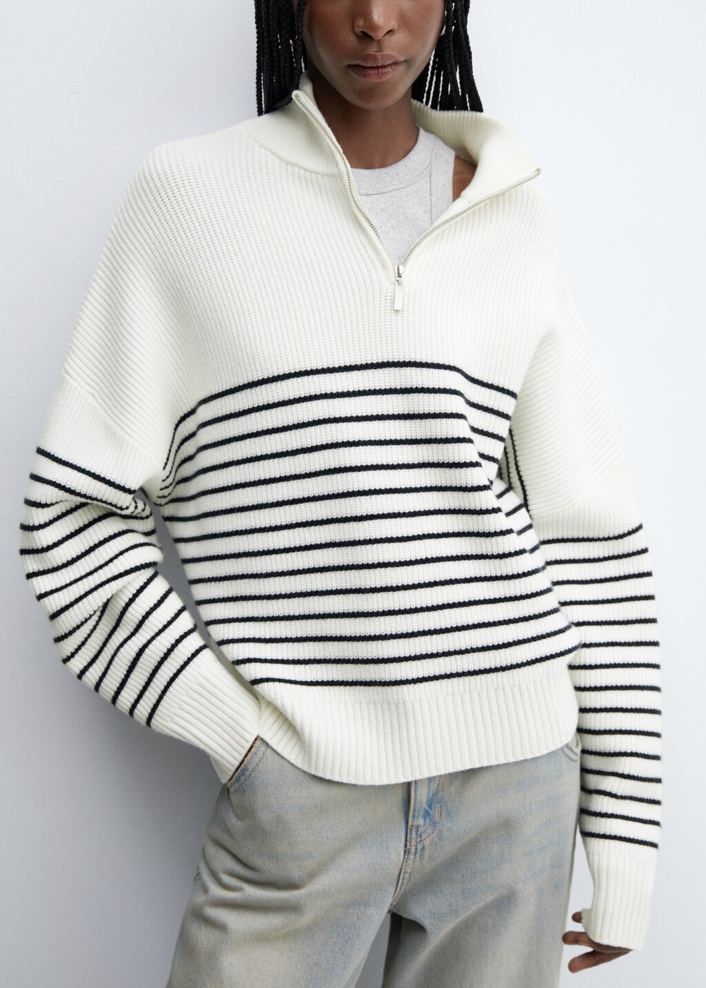 Striped sweater with zip - Details of the article 6