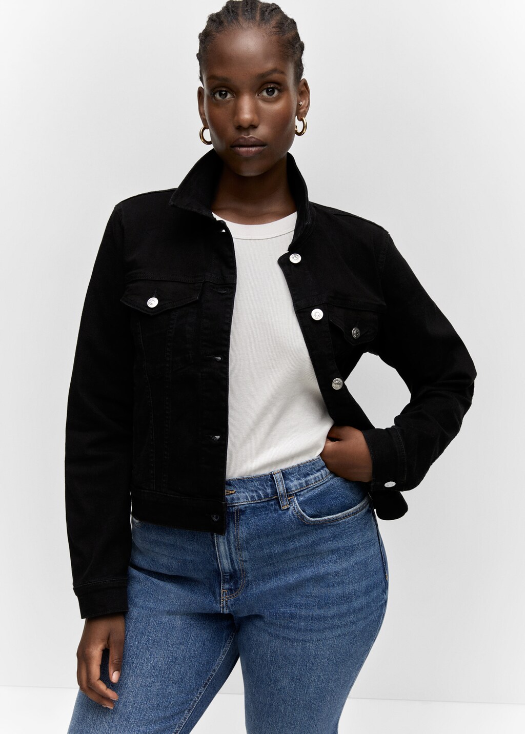 Black boyfriend denim jacket hotsell