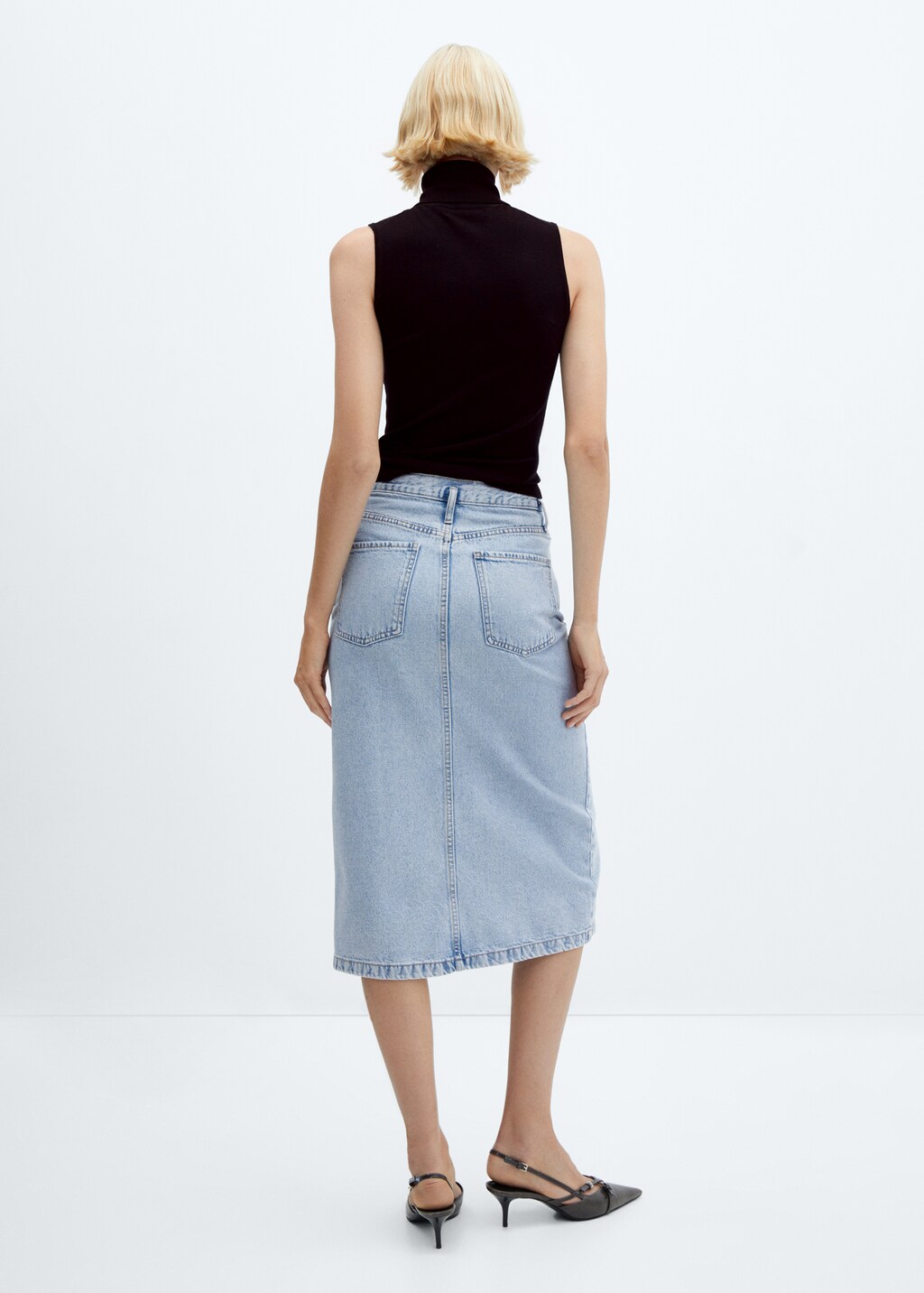 Denim midi-skirt - Reverse of the article