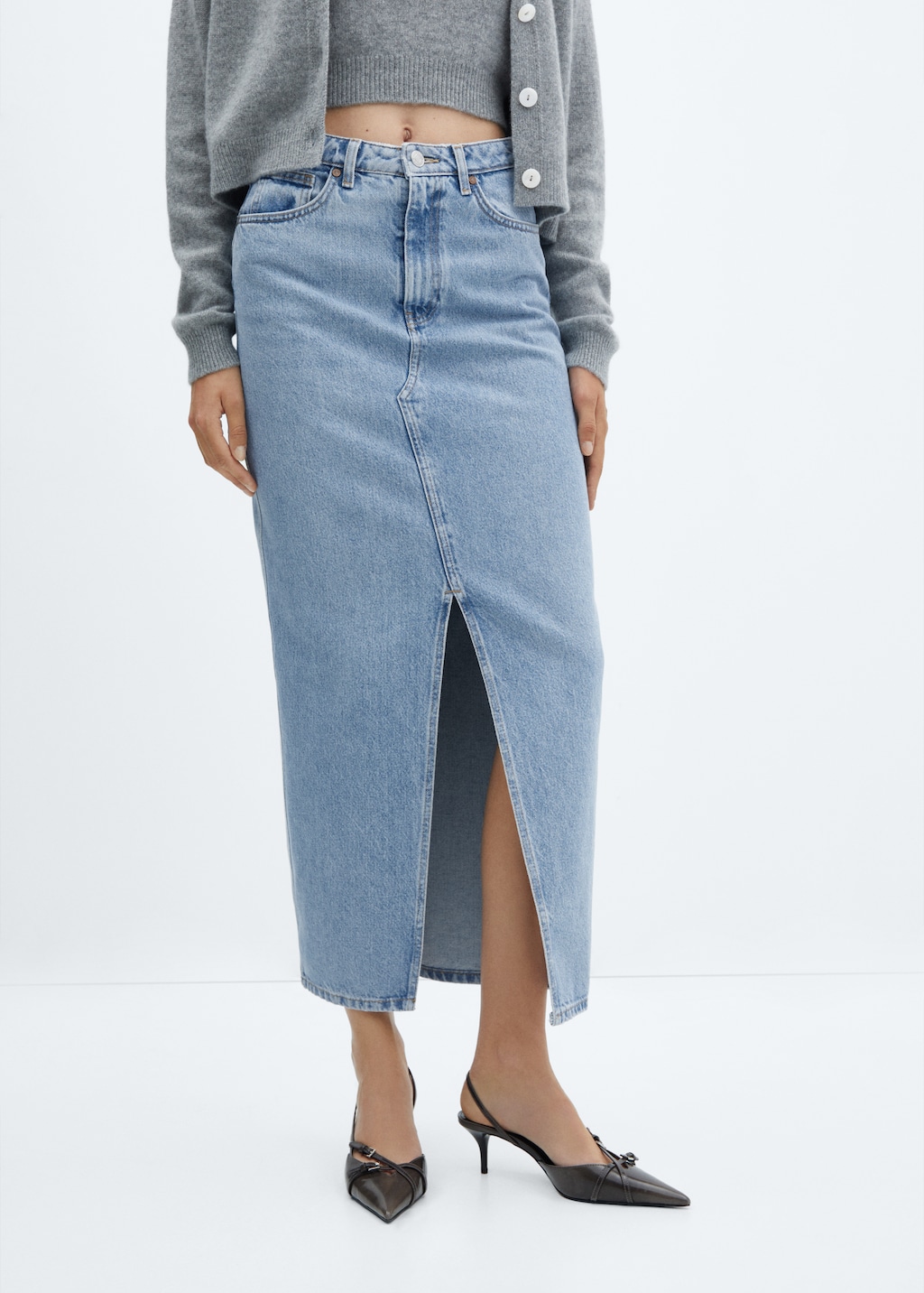 Slit denim skirt - Medium plane