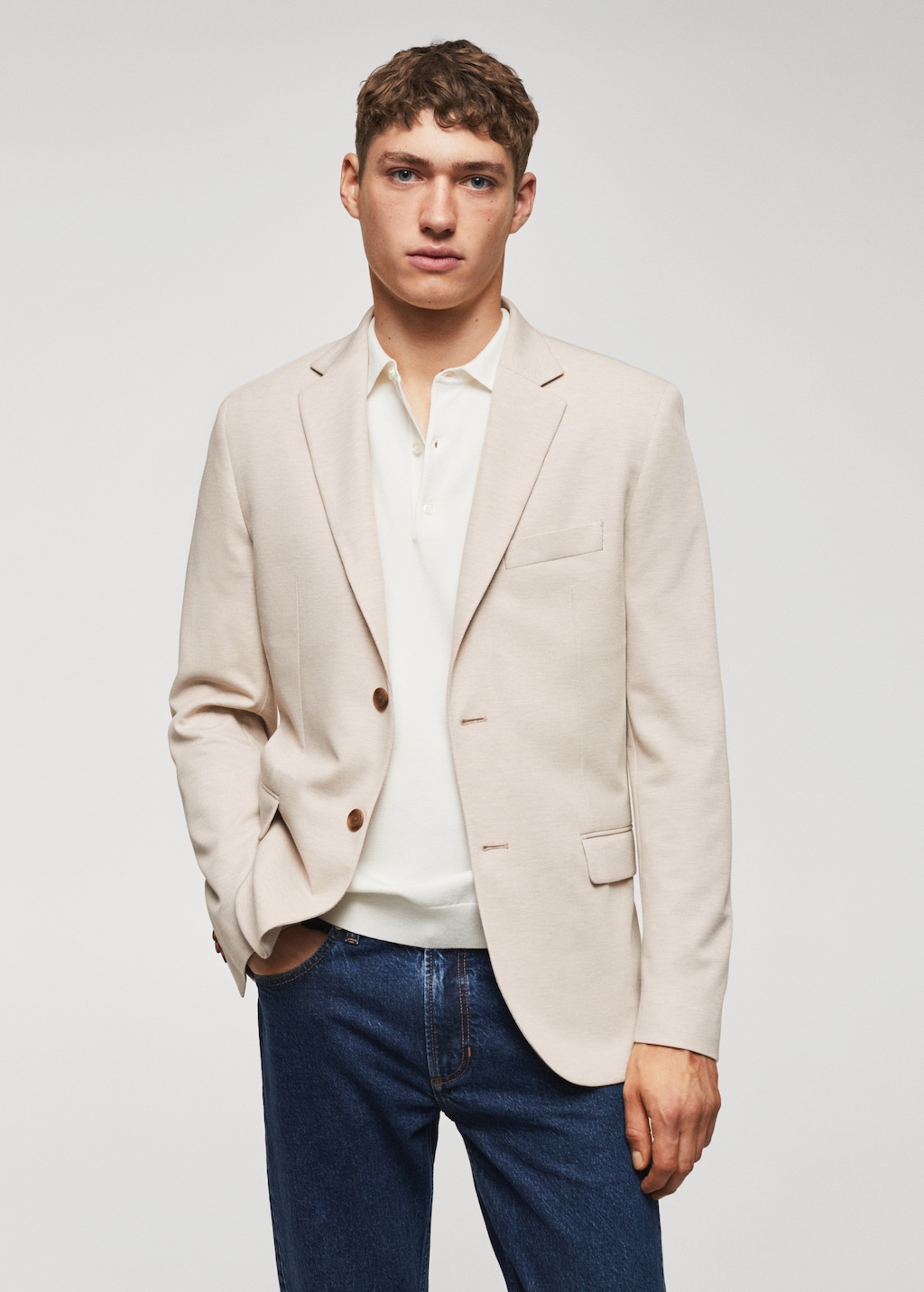 Slim fit microstructure blazer - Medium plane