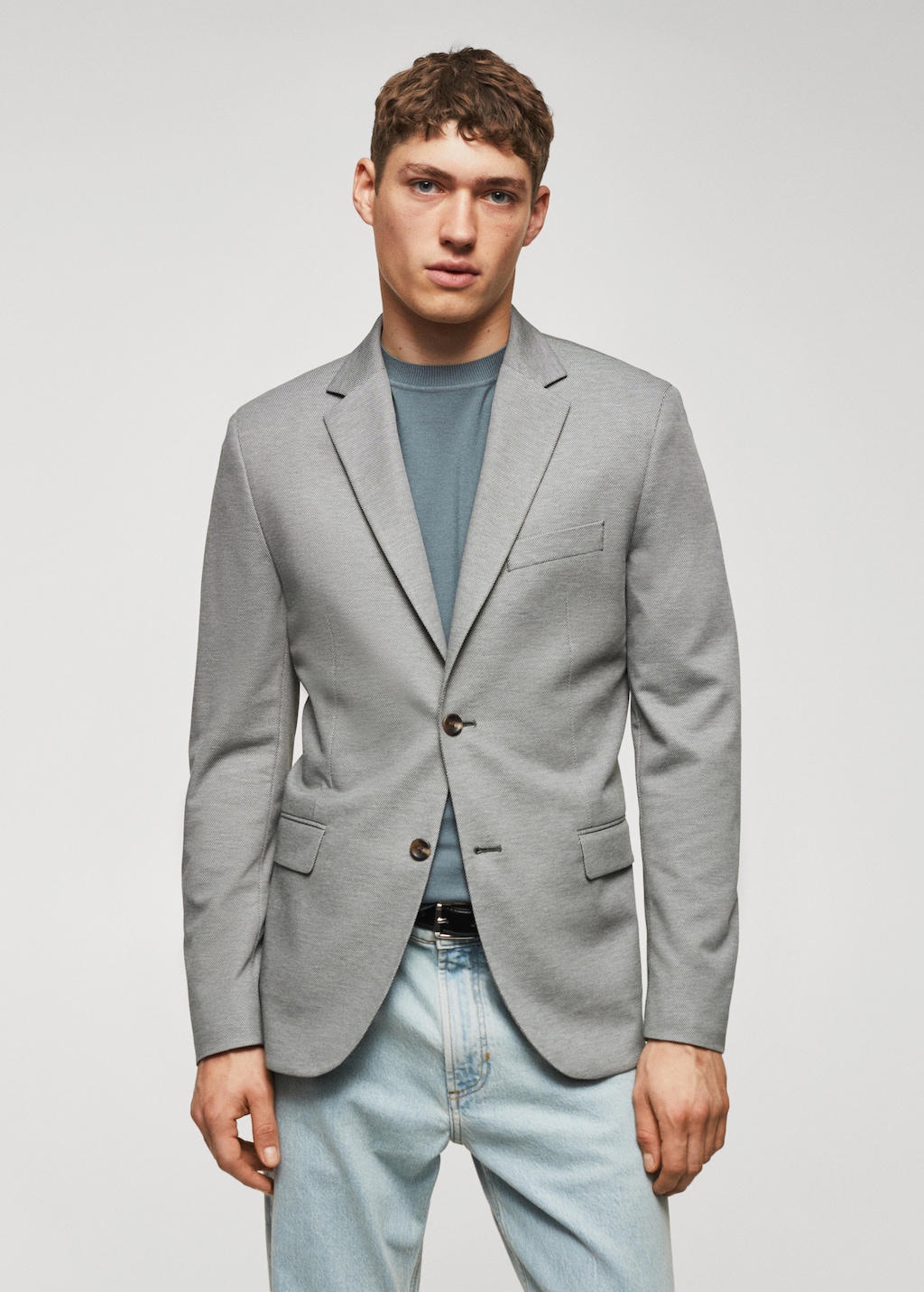 Slim fit microstructure blazer - Medium plane