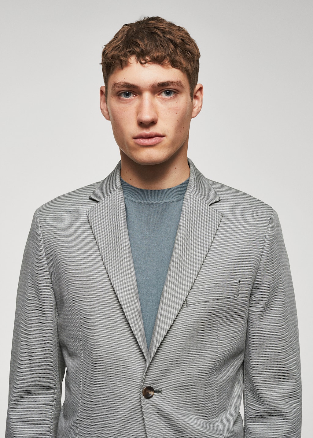 Slim fit microstructure blazer - Details of the article 1