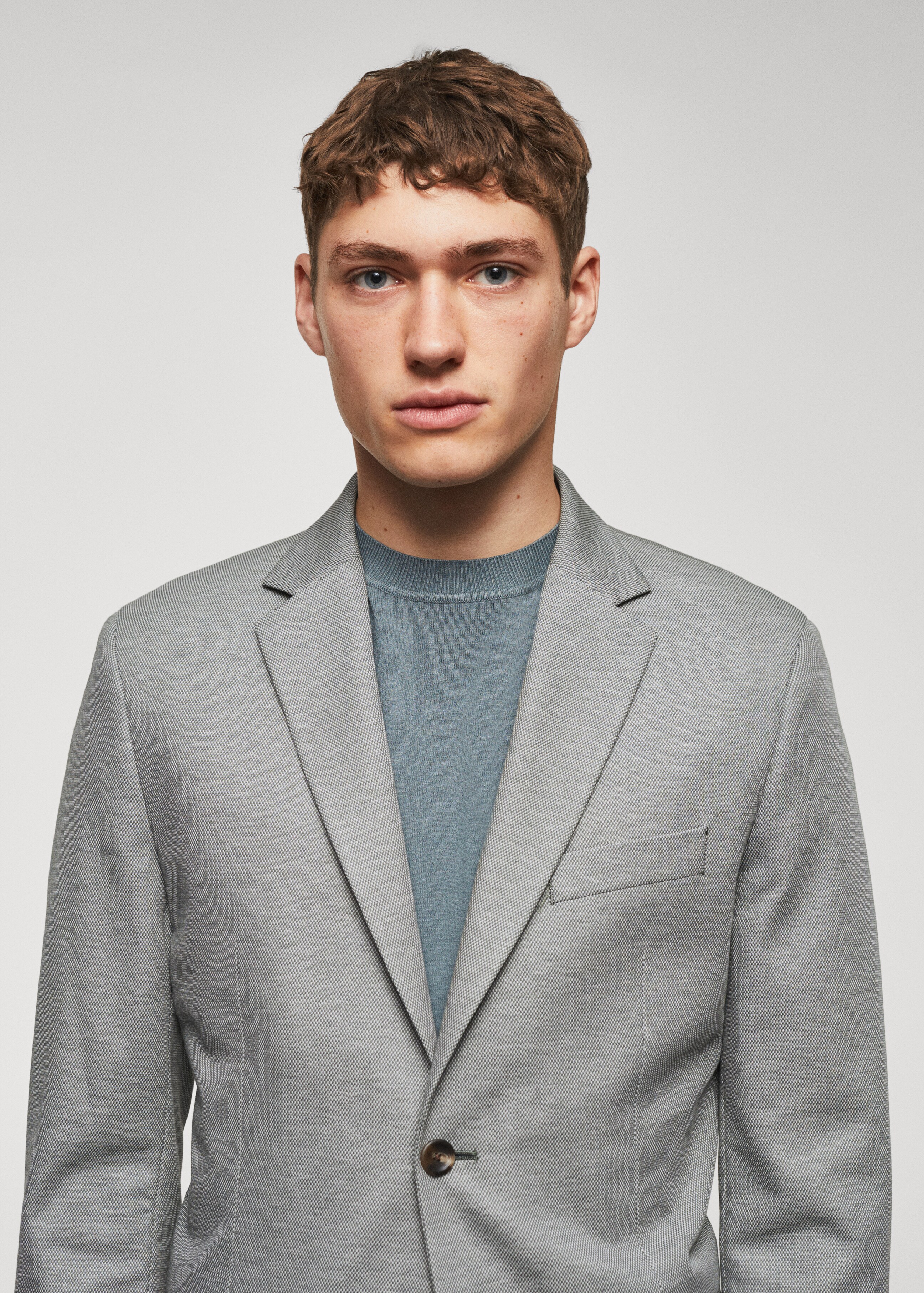 Slim fit microstructure blazer - Details of the article 1