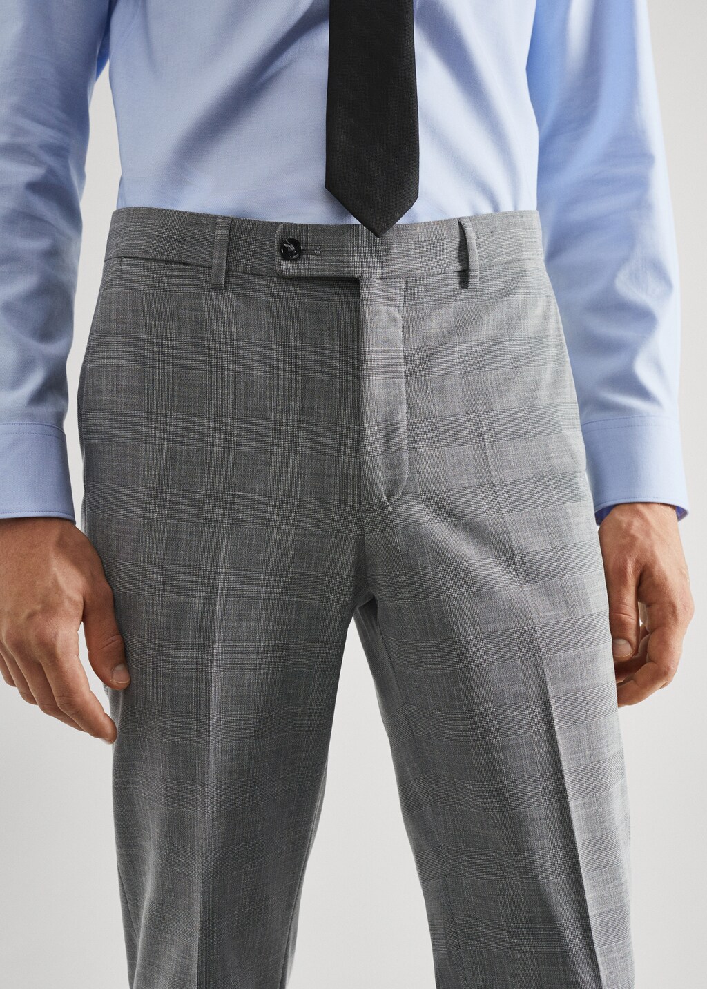 Stretch-fabric slim-fit printed suit trousers - Details of the article 1