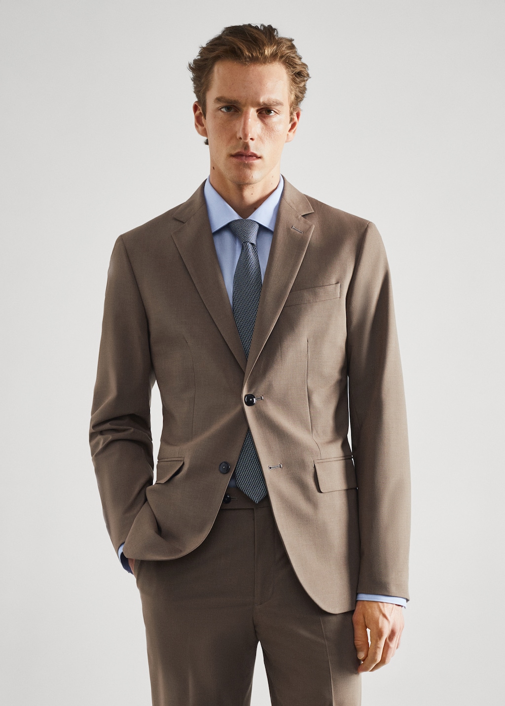 Stretch fabric slim-fit suit jacket - Medium plane