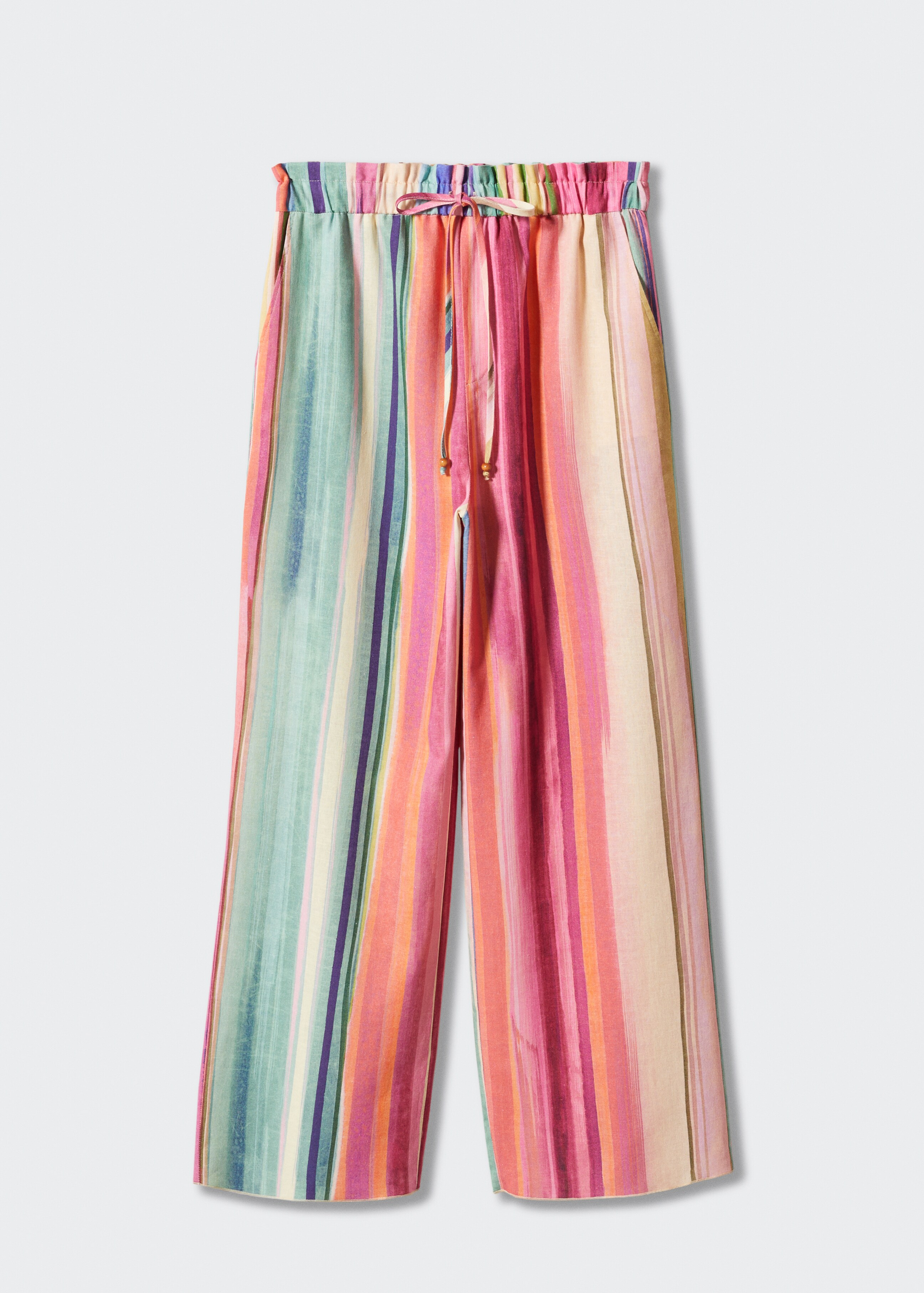 Multi-coloured striped linen trousers - Article without model