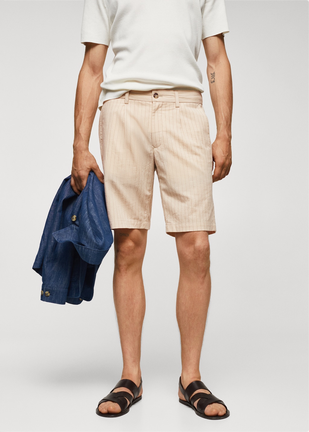 Pinstripe seersucker Bermuda shorts - Medium plane