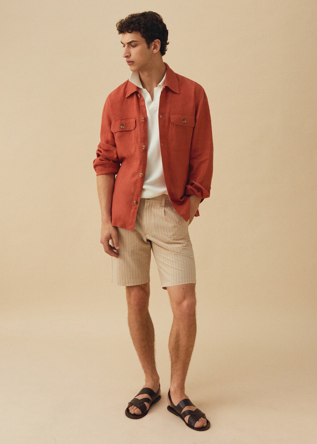 Pinstripe seersucker Bermuda shorts - Details of the article 5