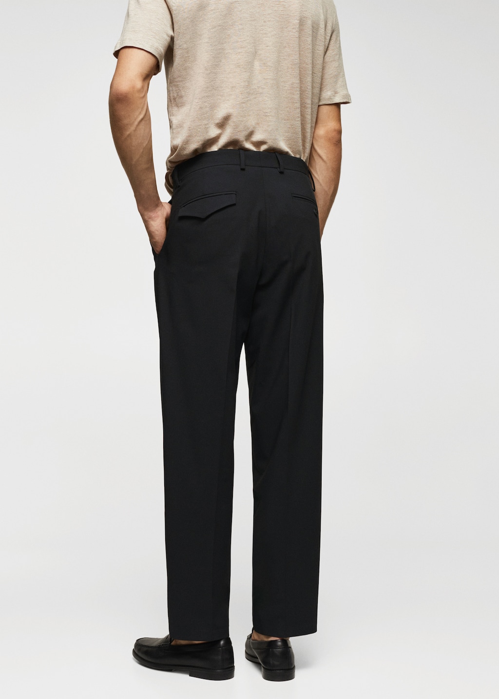 Regular fit pleated cotton trousers - Reverse of the article