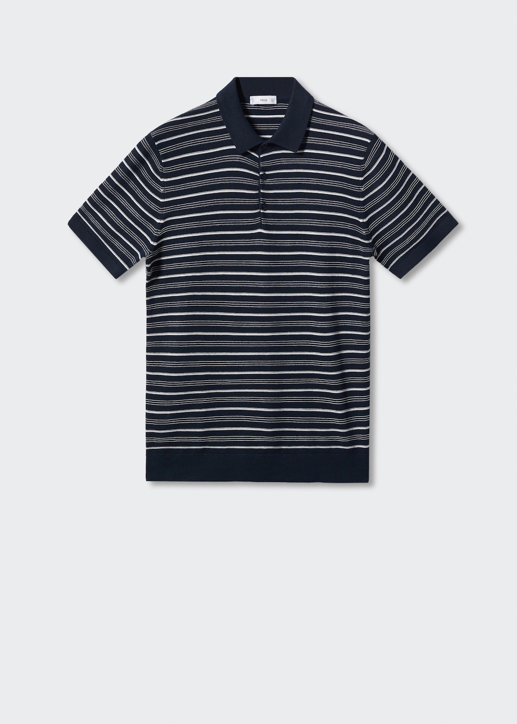 Striped fine-knit polo shirt - Article without model