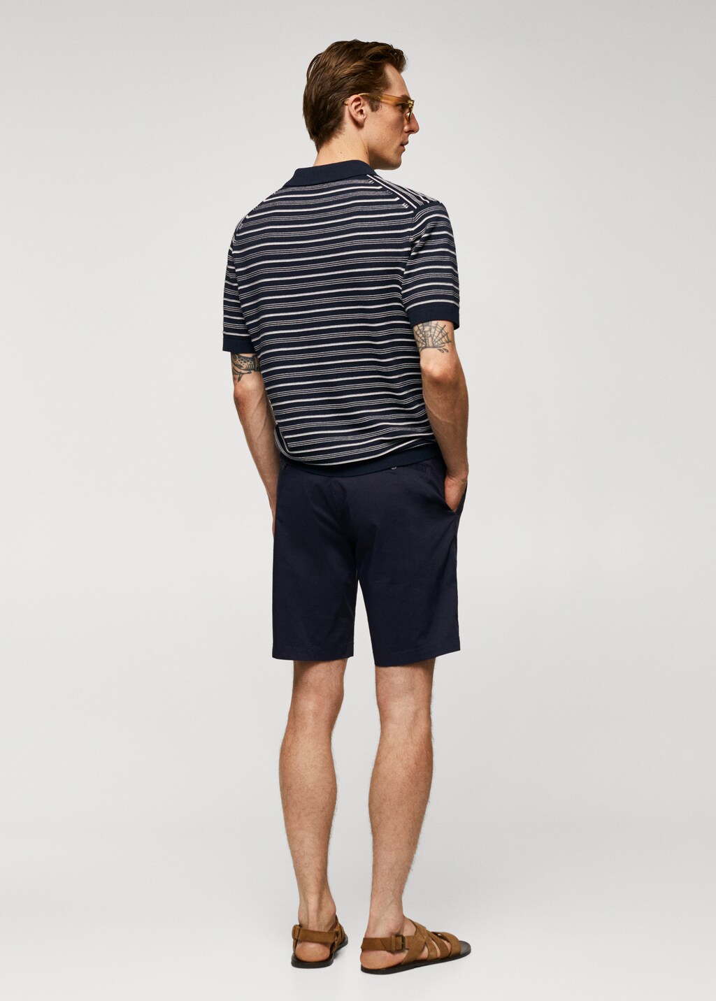 Striped fine-knit polo shirt - Reverse of the article