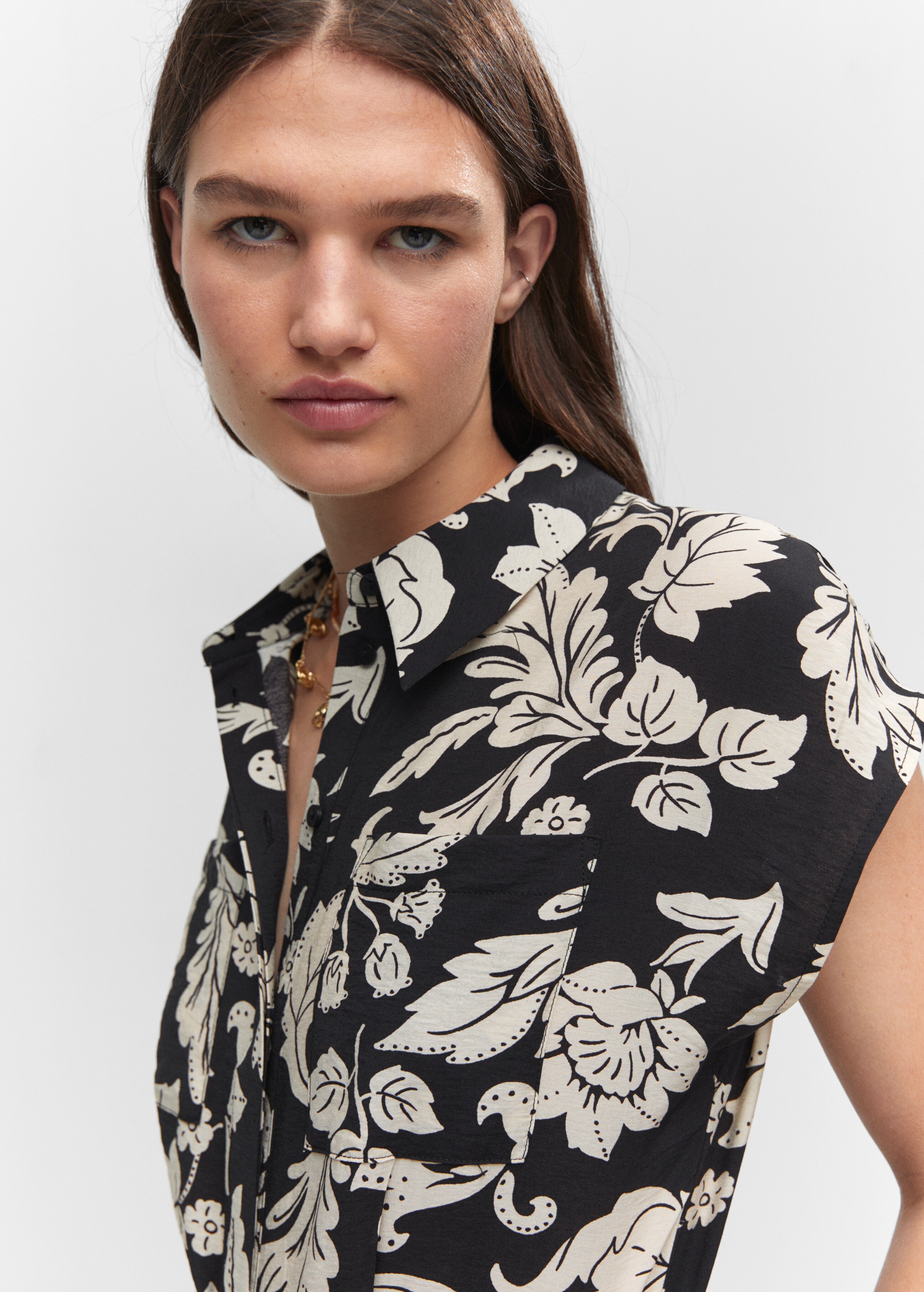 Floral-print jumpsuit with tie - Details of the article 1