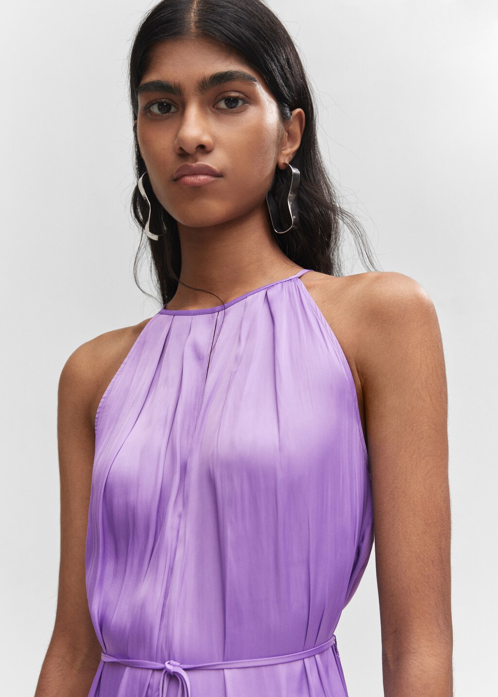 Halter-neck satin jumpsuit - Details of the article 1