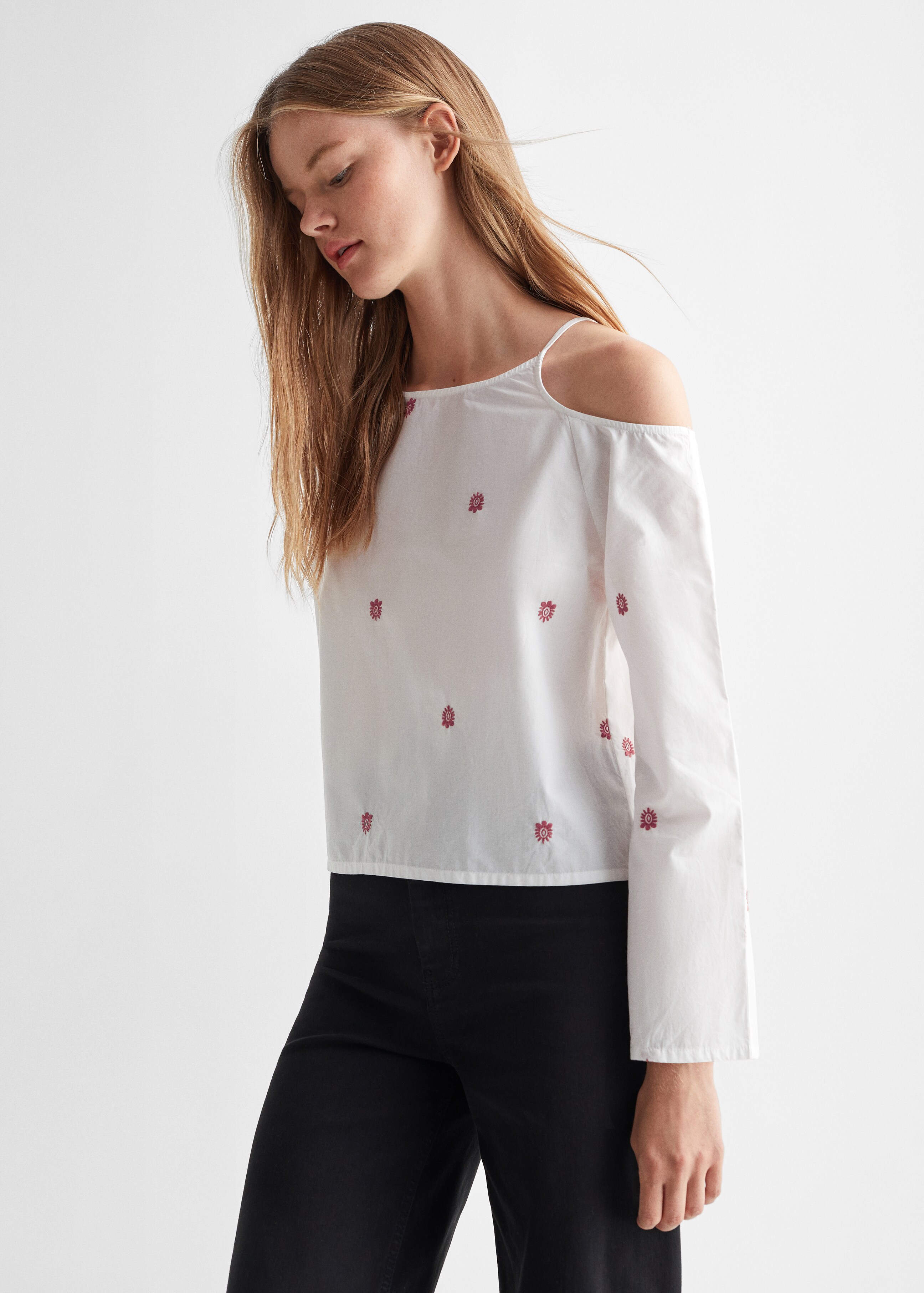 Slit cotton blouse