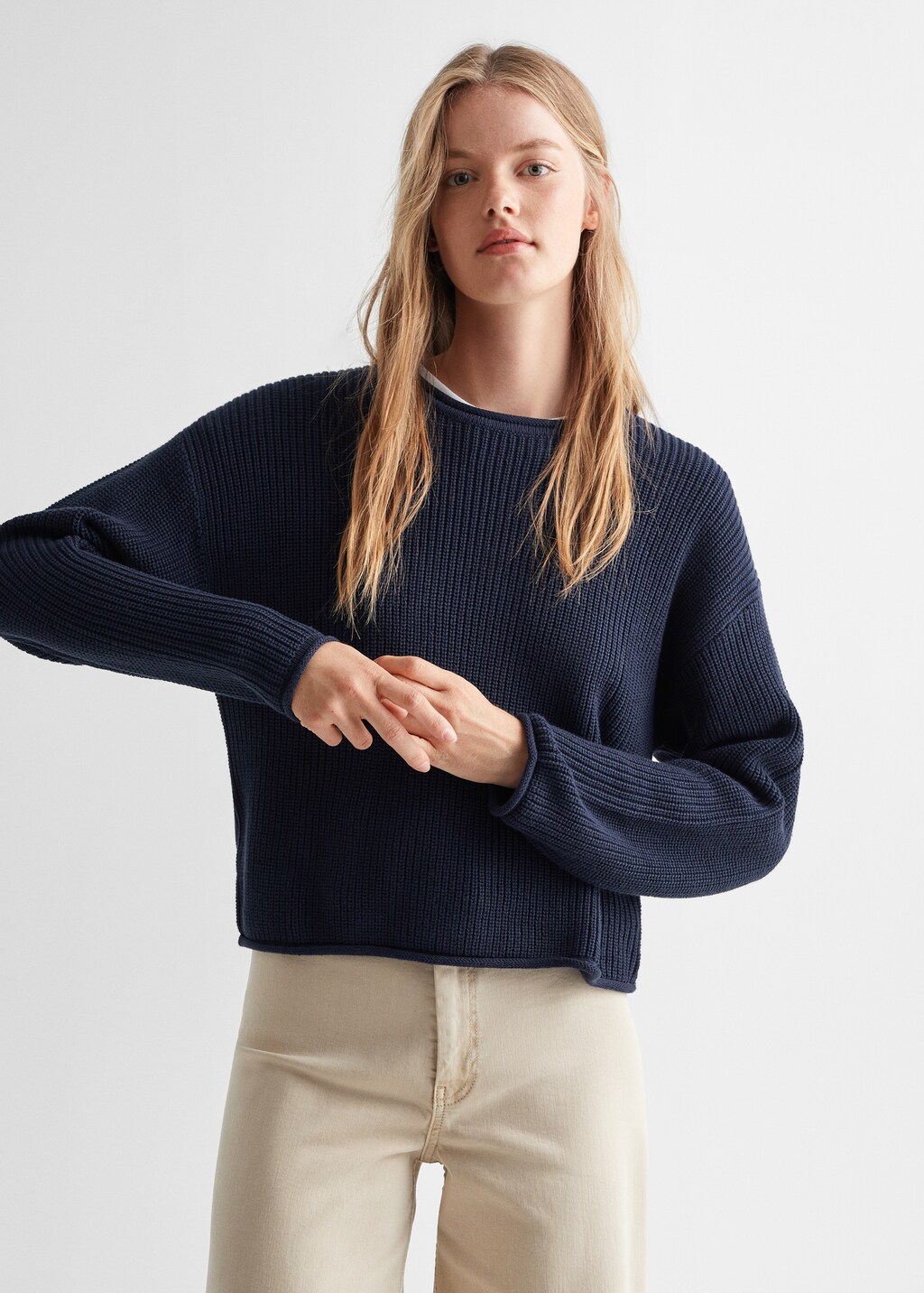 Knit cotton sweater - Medium plane