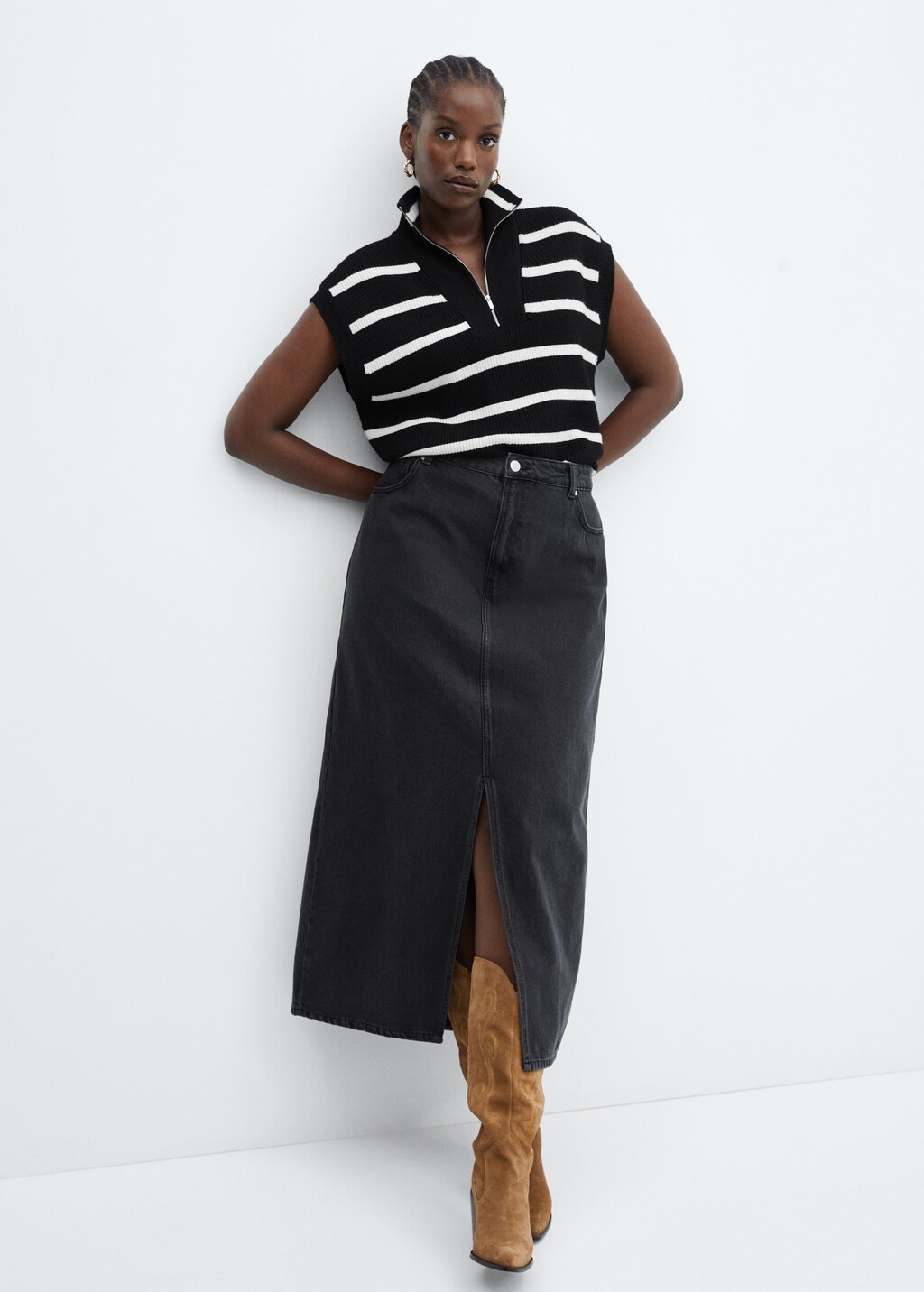 Slit denim skirt - Details of the article 4