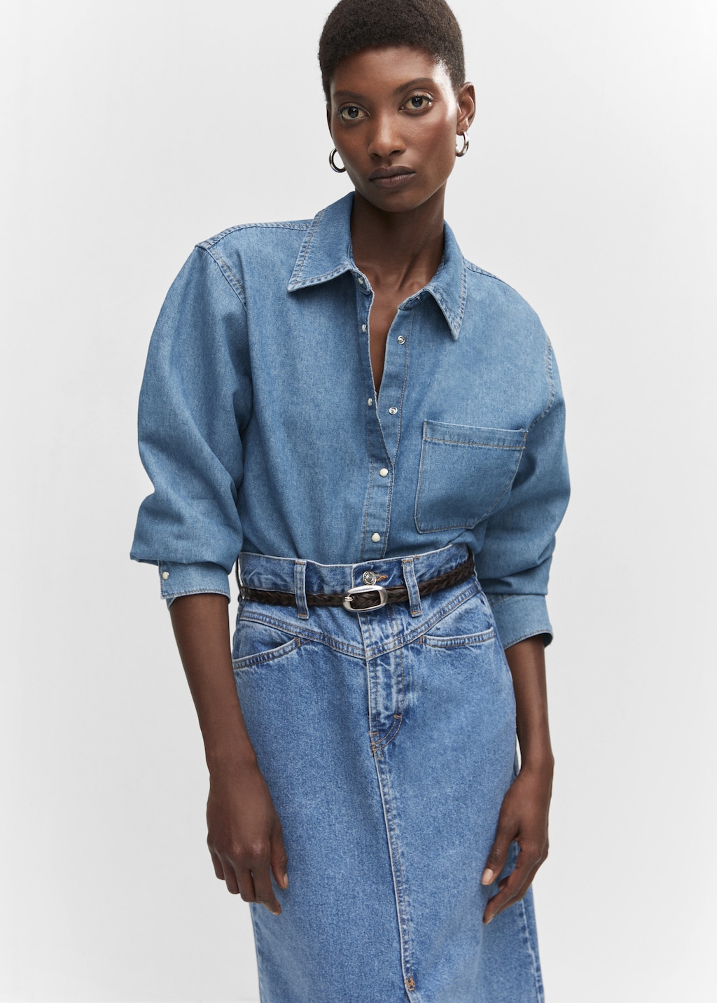 Pocket denim shirt - Women | MANGO OUTLET USA