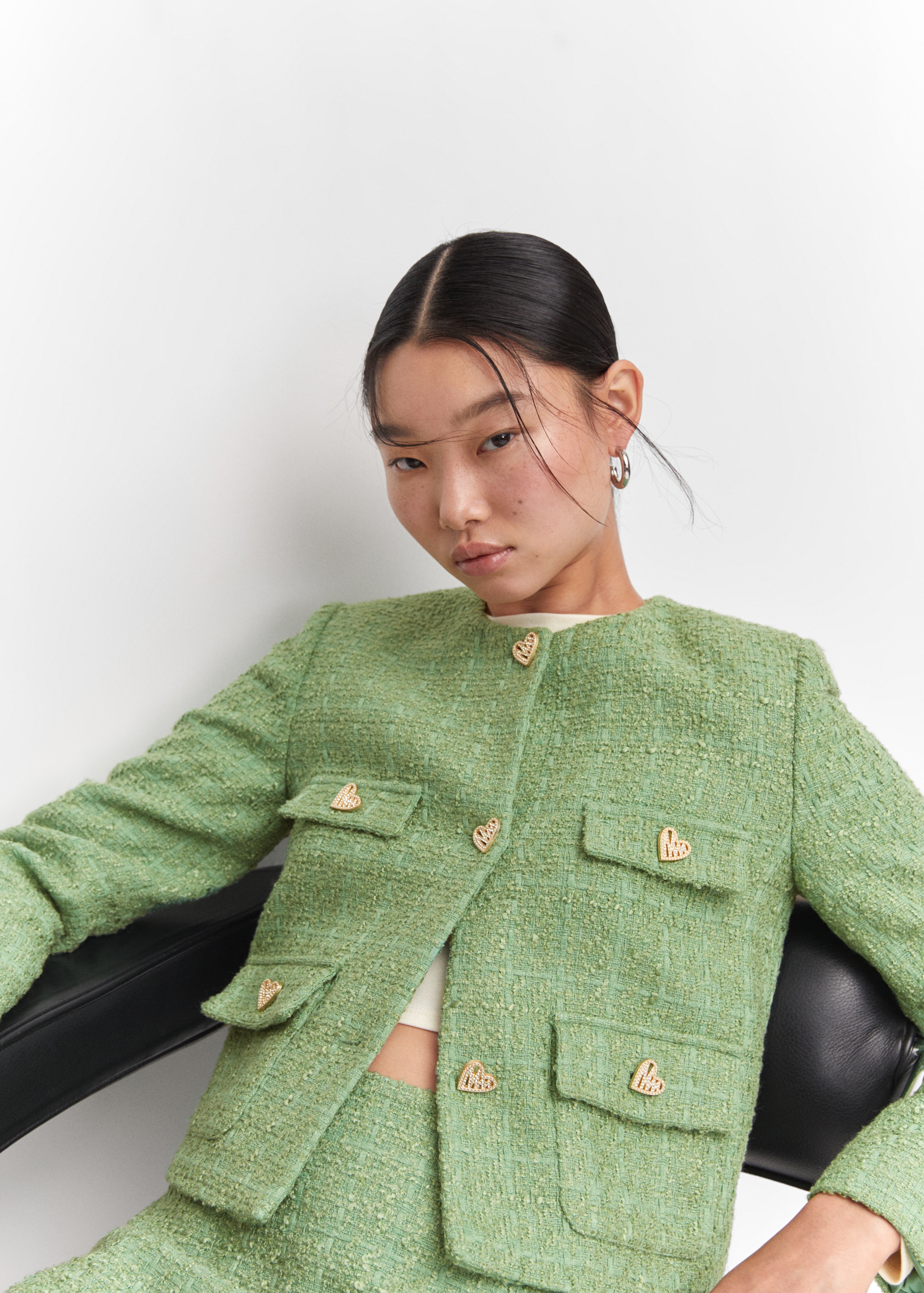 Tweed jacket with jewel buttons