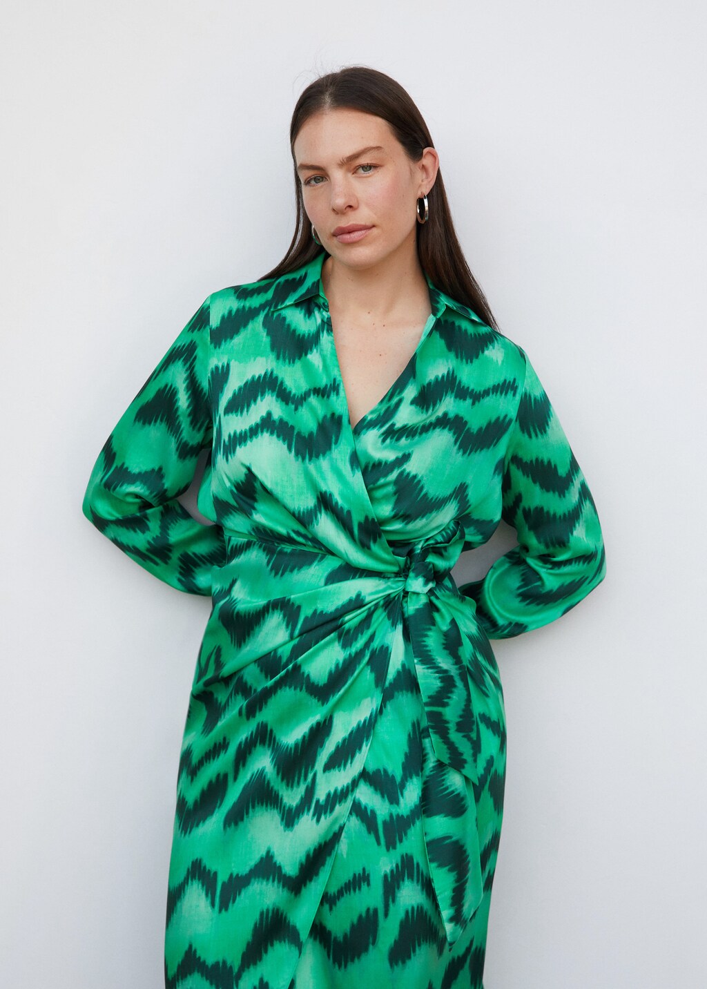 Printed satin shirt dress - Details of the article 5