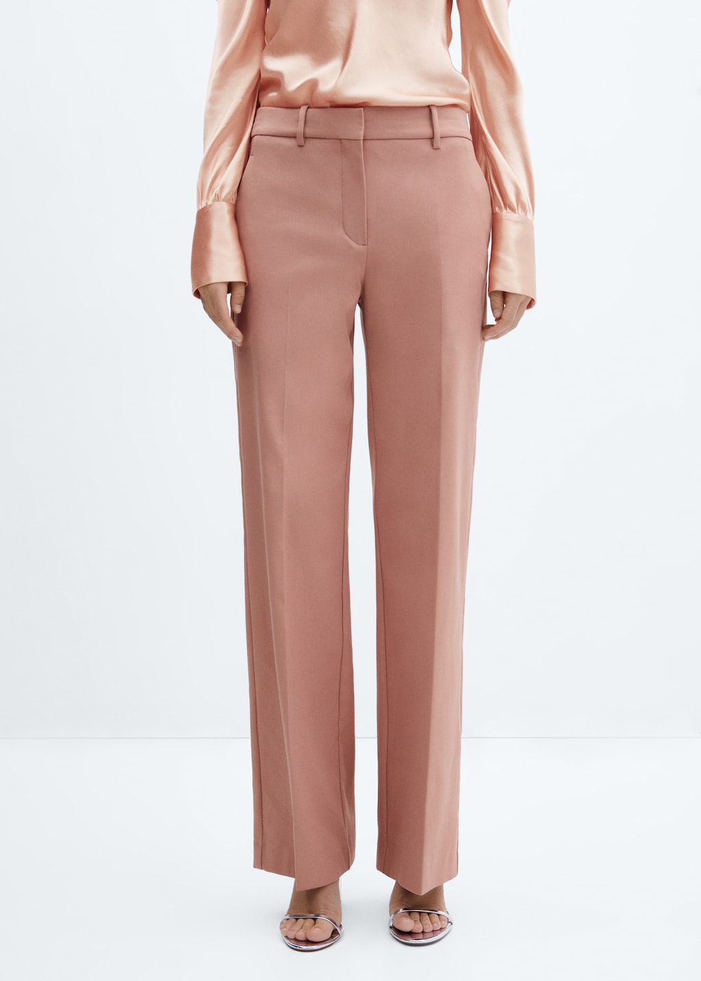 High-waist straight trousers - Medium plane