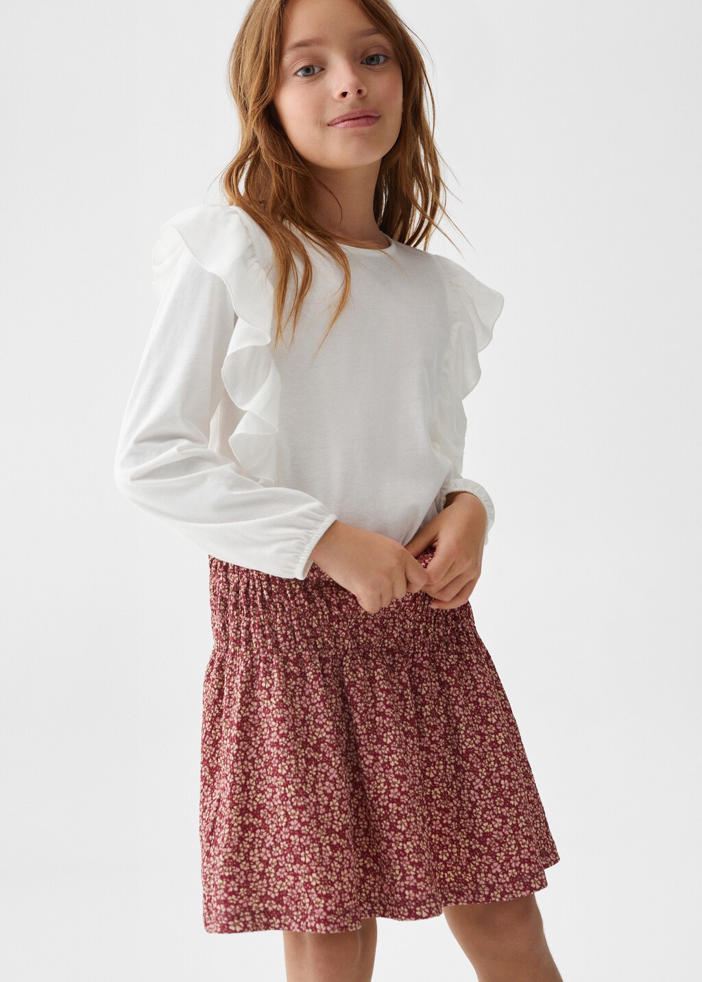 Ruffle flower print skirt - Medium plane