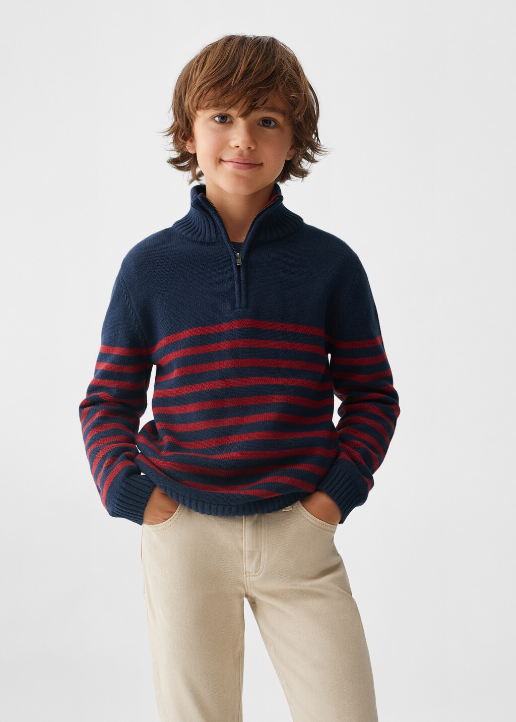 Striped sweater with zip - Medium plane