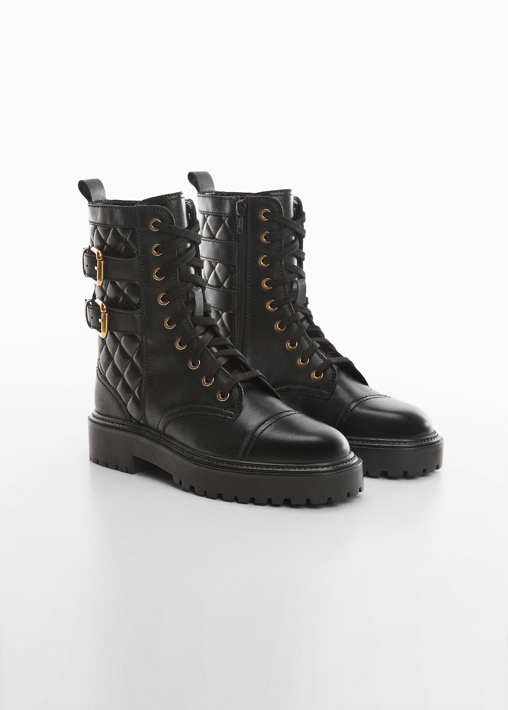 Military leather ankle boots - Medium plane