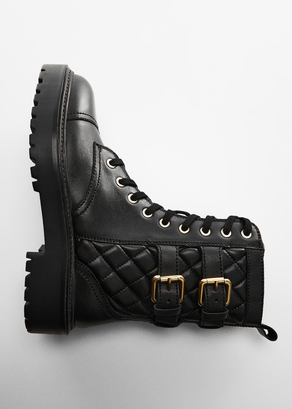 Military leather ankle boots