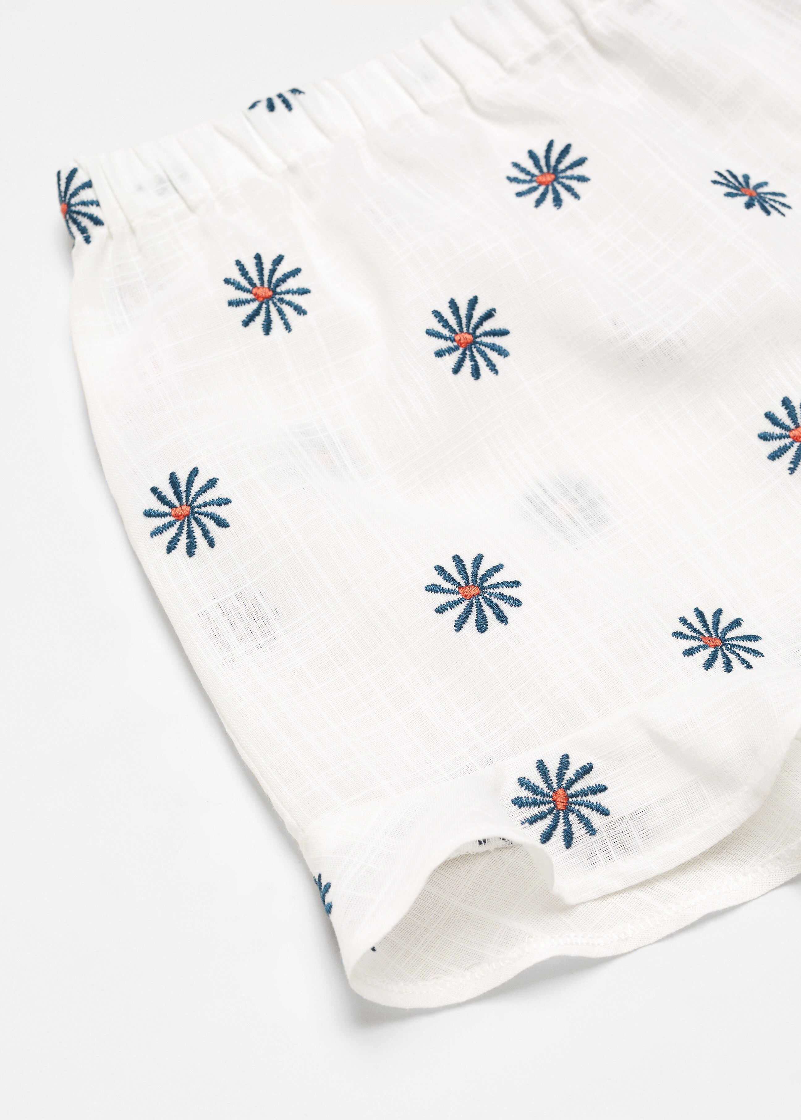 Pyžamové šortky s květinovou výšivkou - Detail zboží 8