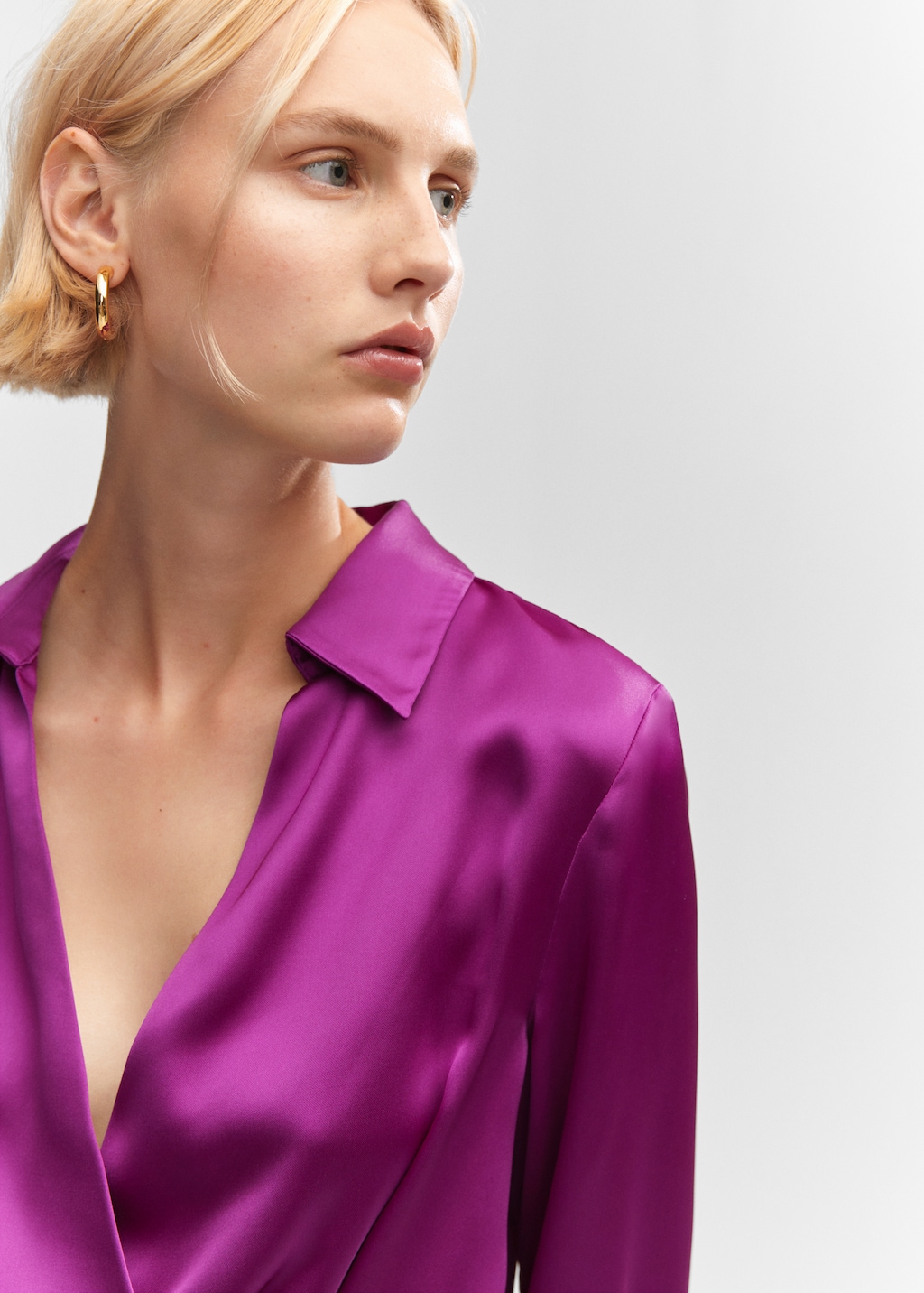 Satin wrap shirt dress - Details of the article 1