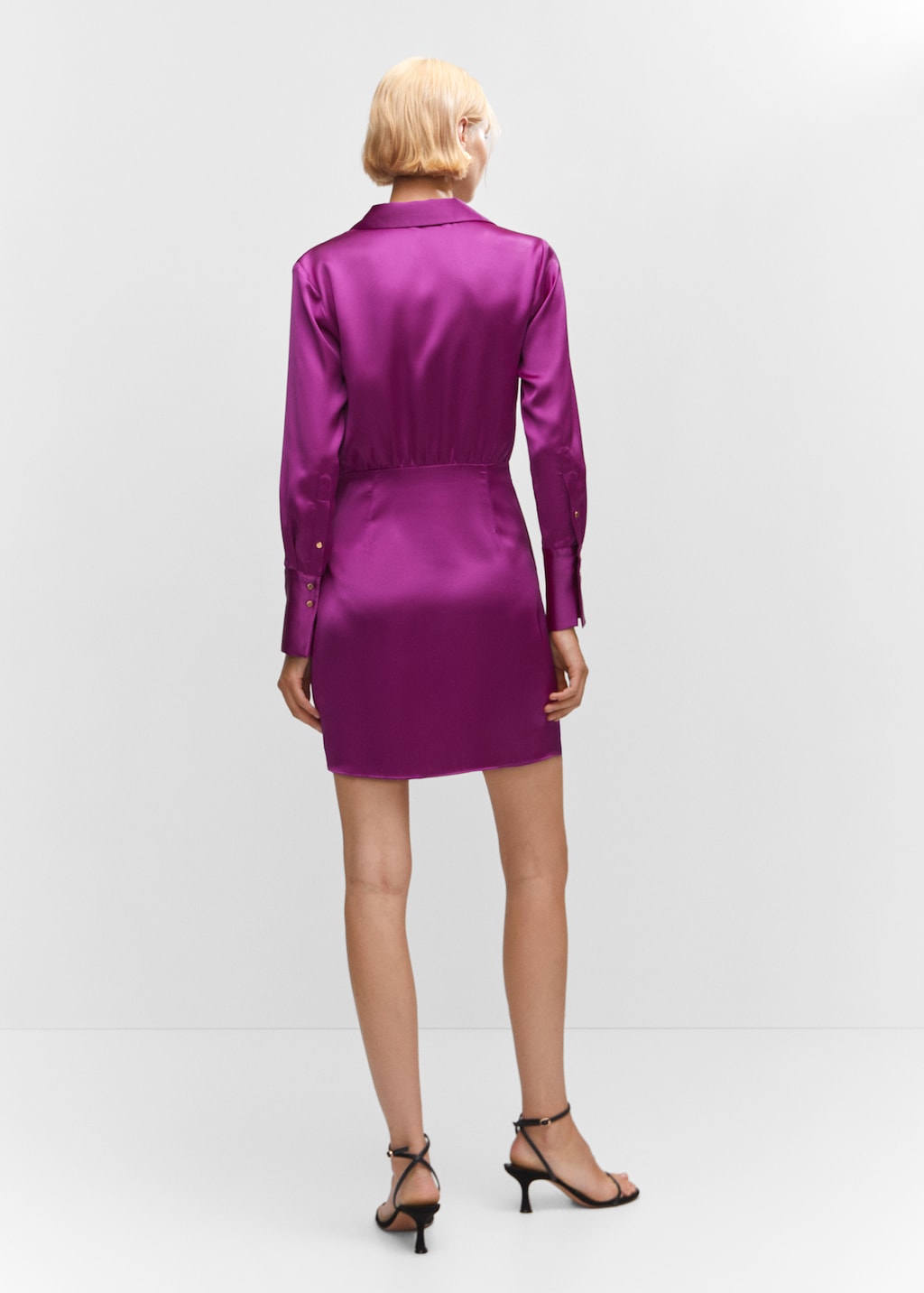 Satin wrap shirt dress - Reverse of the article