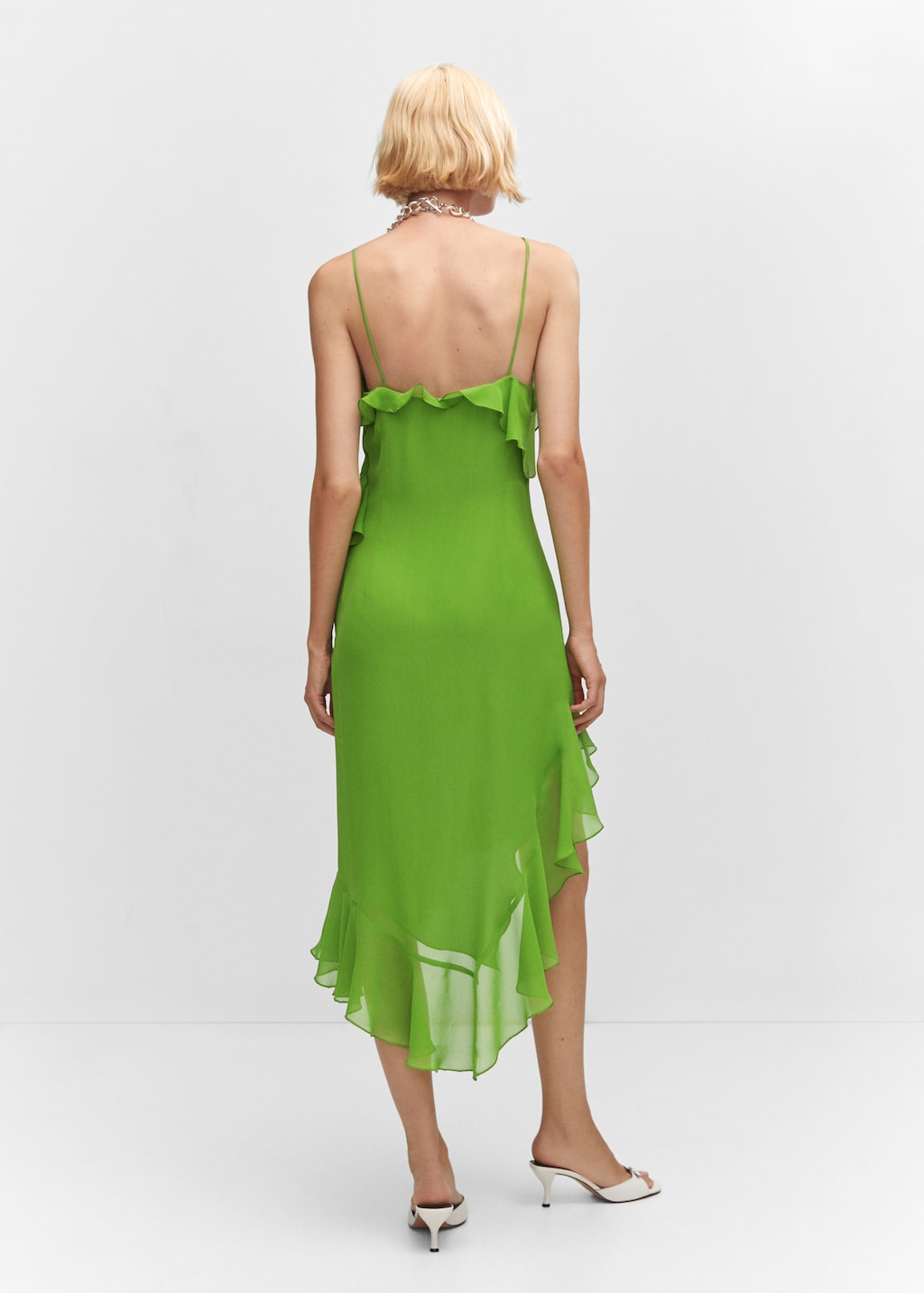 Asymmetric ruffled dress - Reverse of the article