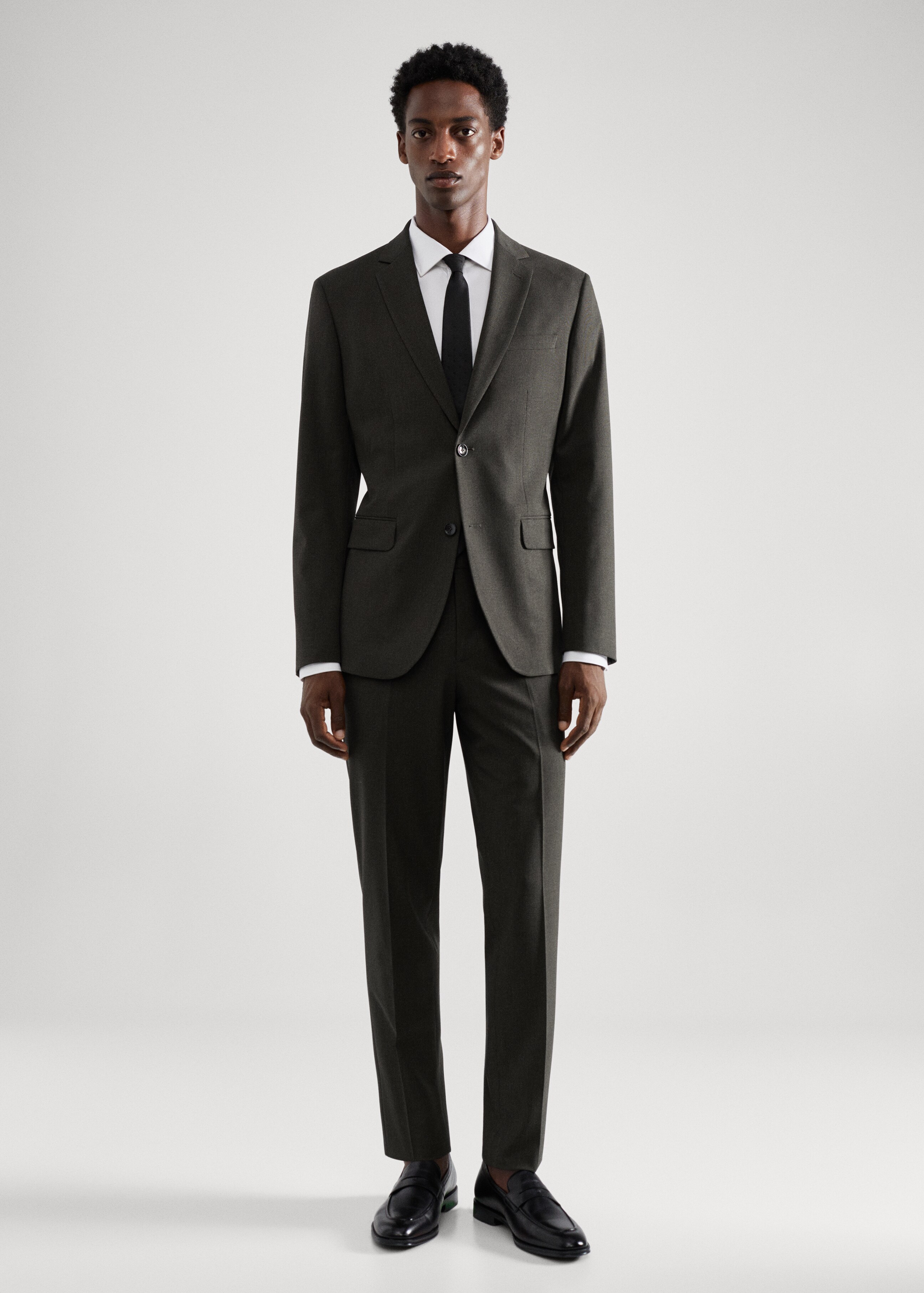 Stretch fabric slim-fit printed suit trousers - Details of the article 1