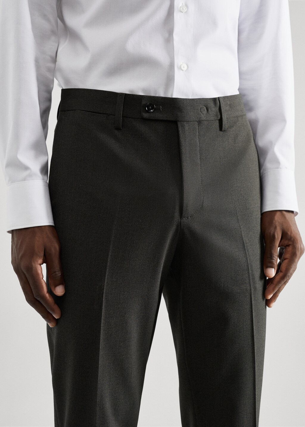 Stretch fabric slim-fit printed suit trousers - Details of the article 4