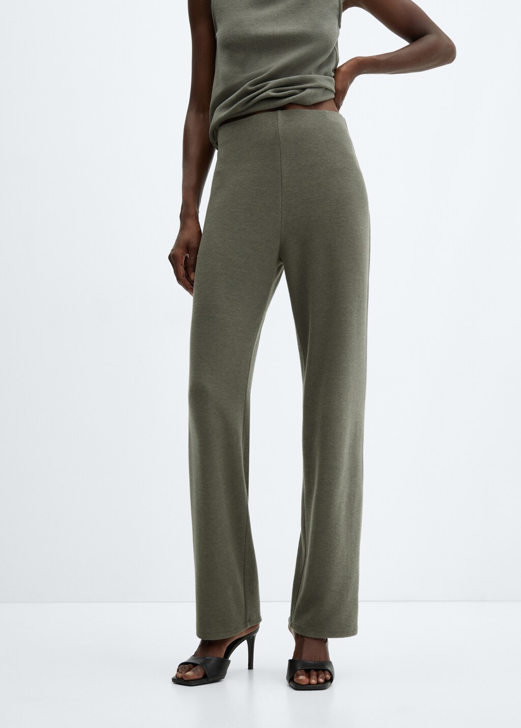 Cotton-linen knitted trousers  - Medium plane