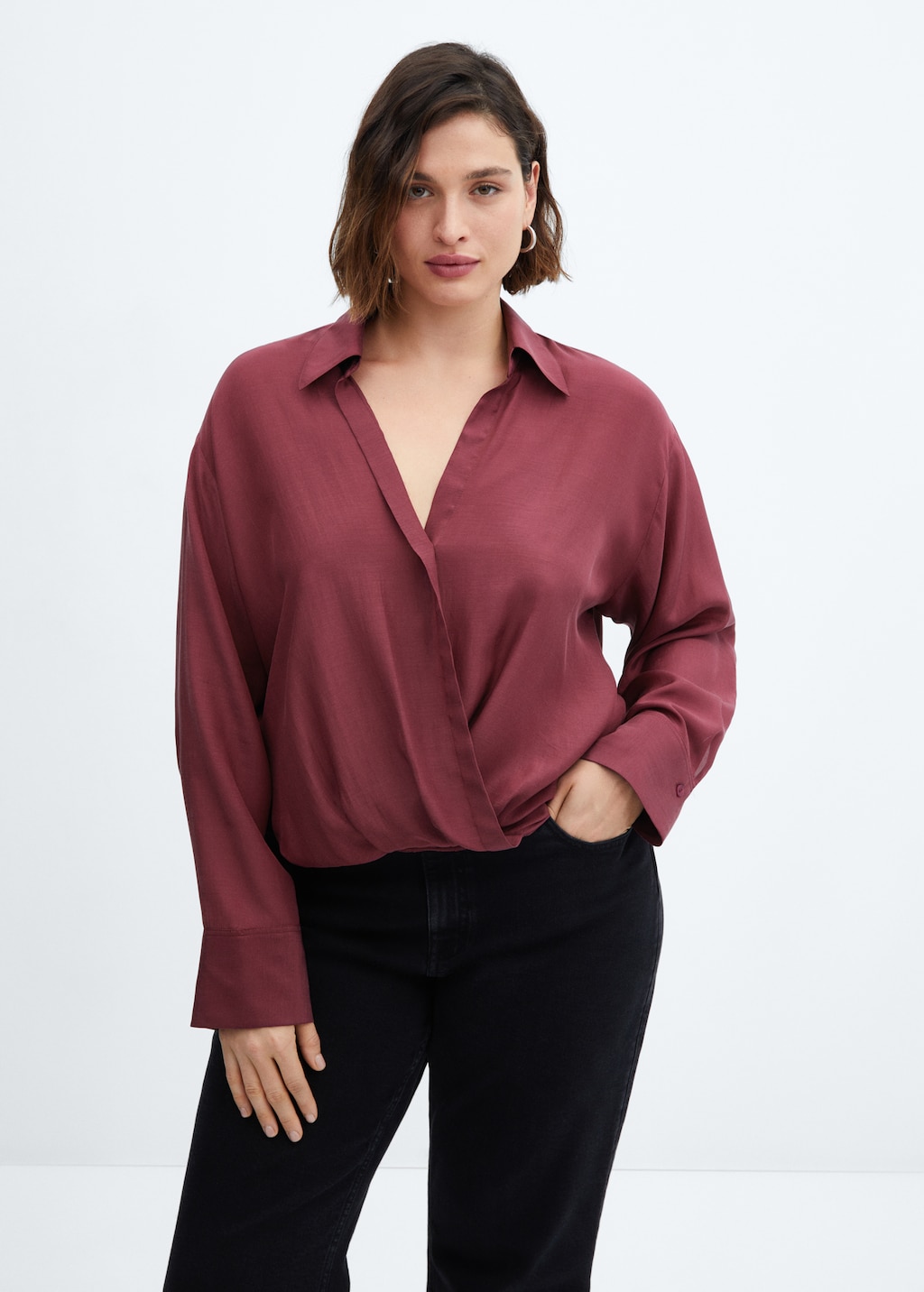 Blusa cruzada satinada - Detalle del artículo 5