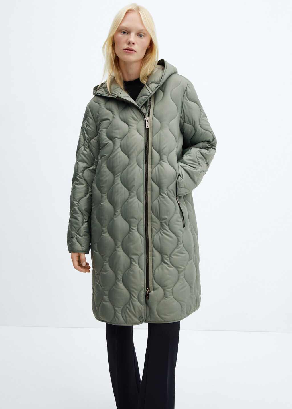 Hood quilted coat - Medium plane