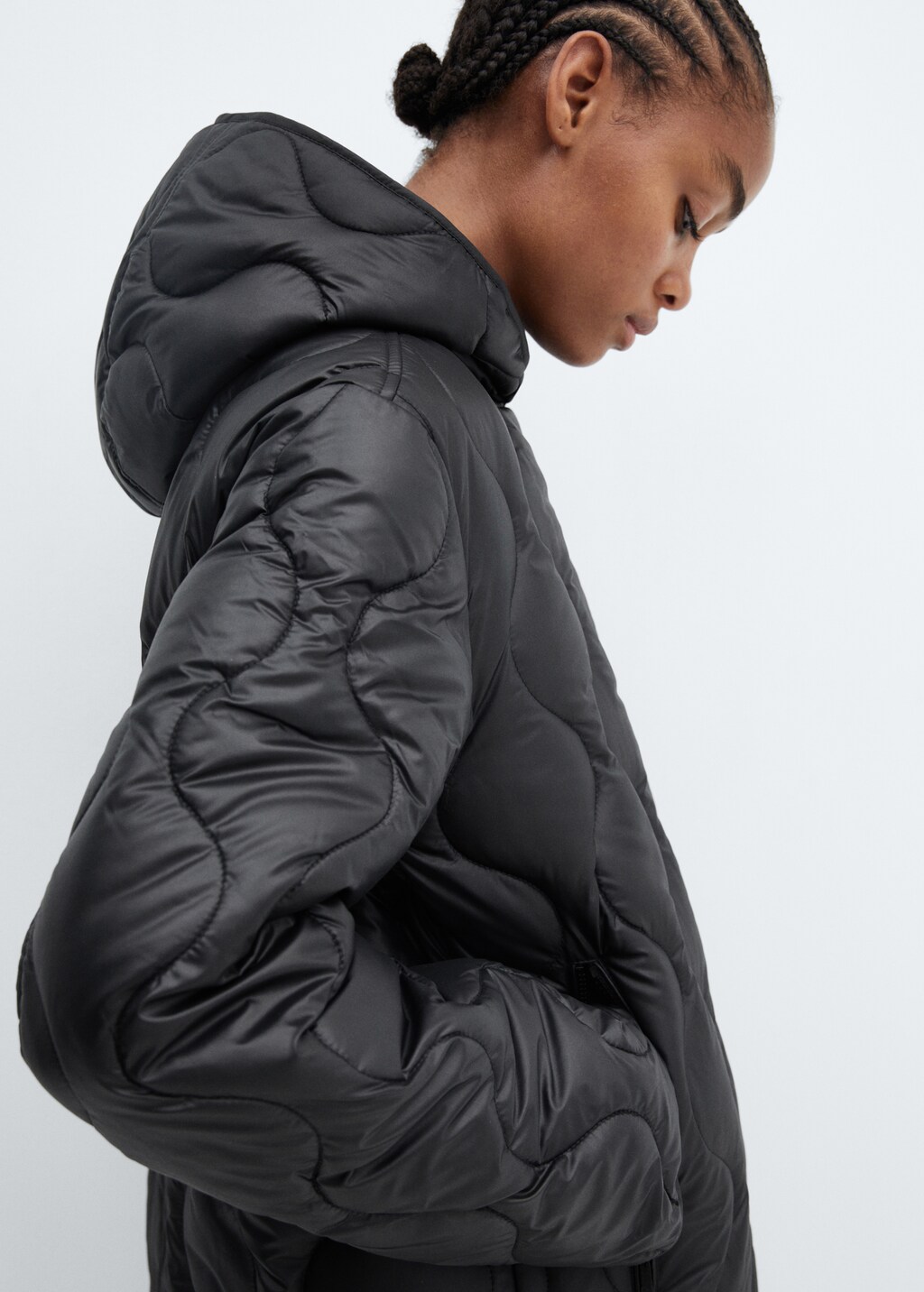 Hood quilted coat - Details of the article 2