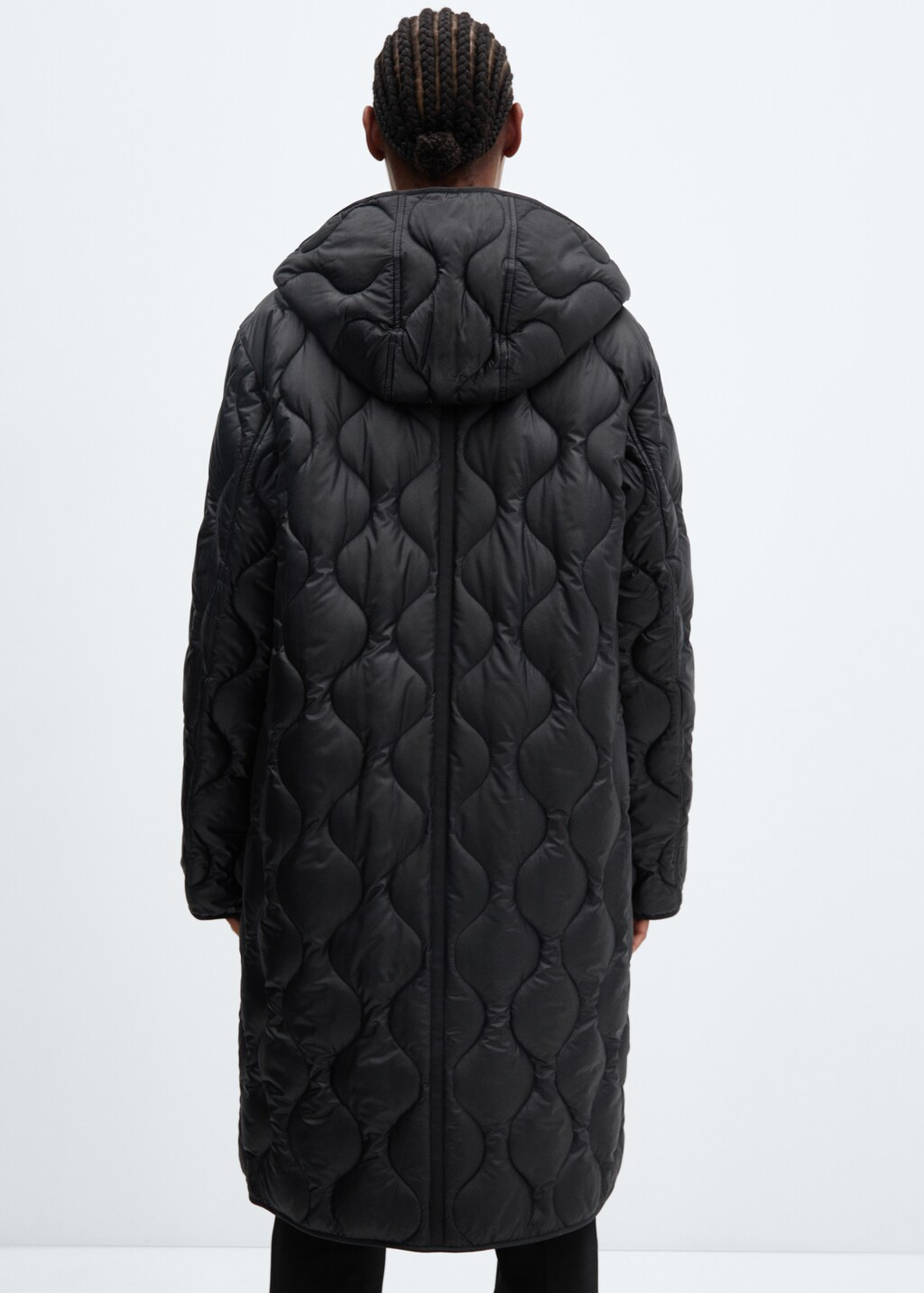 Hood quilted coat - Reverse of the article