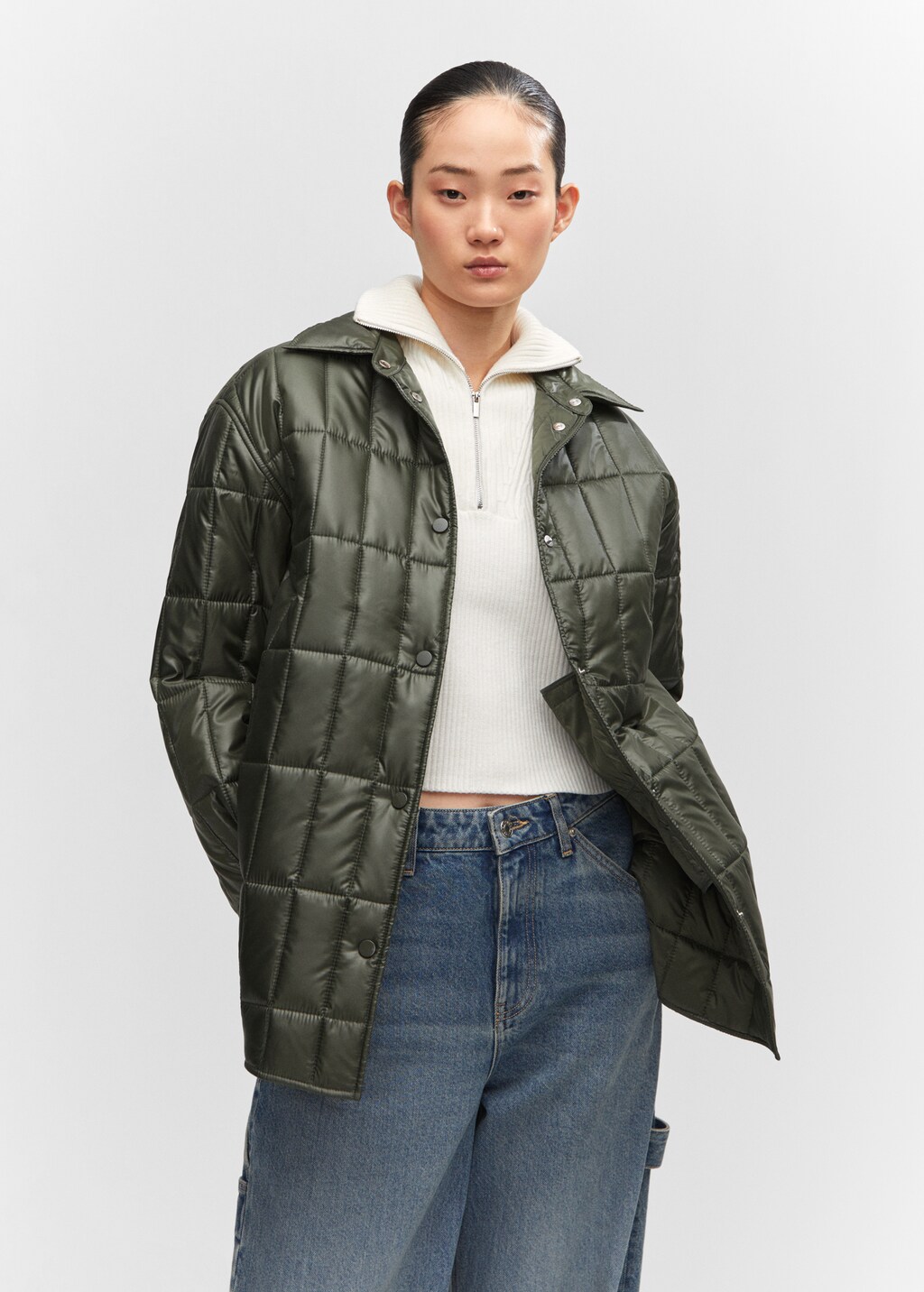 Quilted anorak with shirt collar - Medium plane