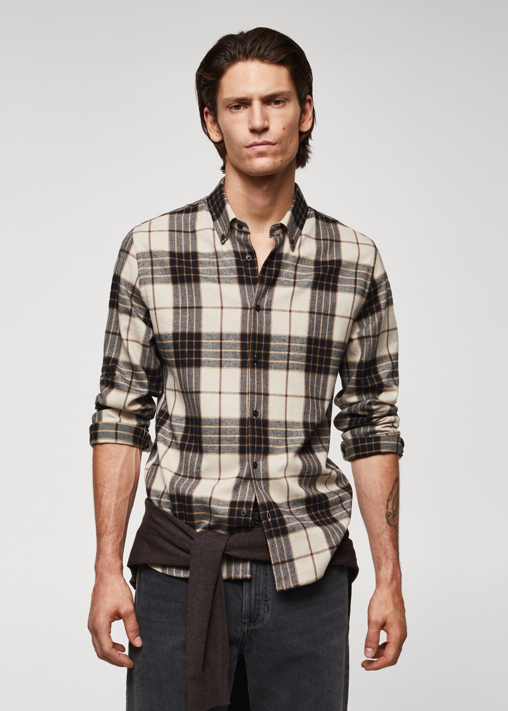 Regular fit checked flannel shirt - Medium plane